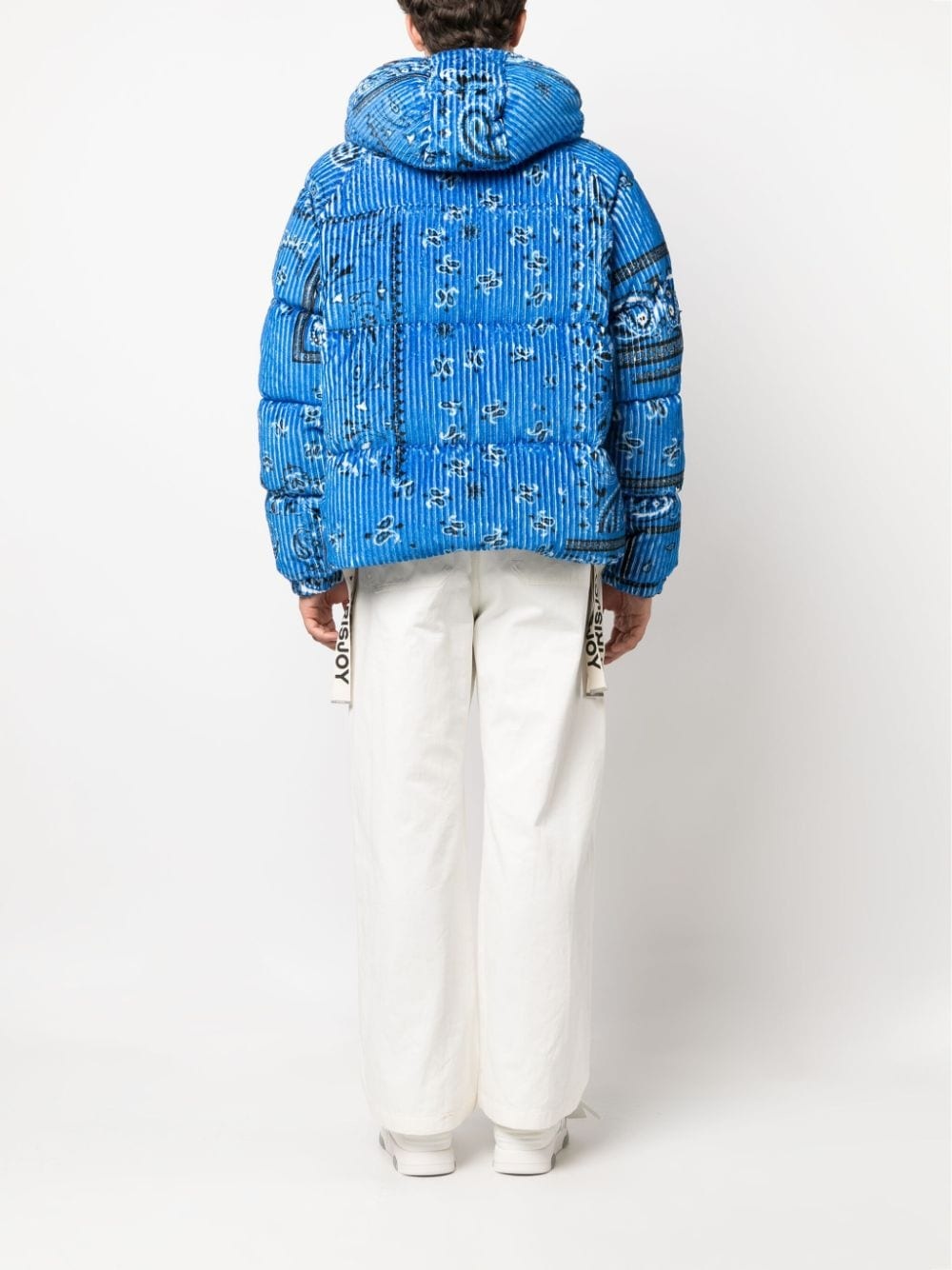 paisley-print corduroy padded jacket - 4