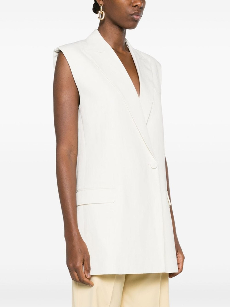 single-breasted linen-blend gilet 3