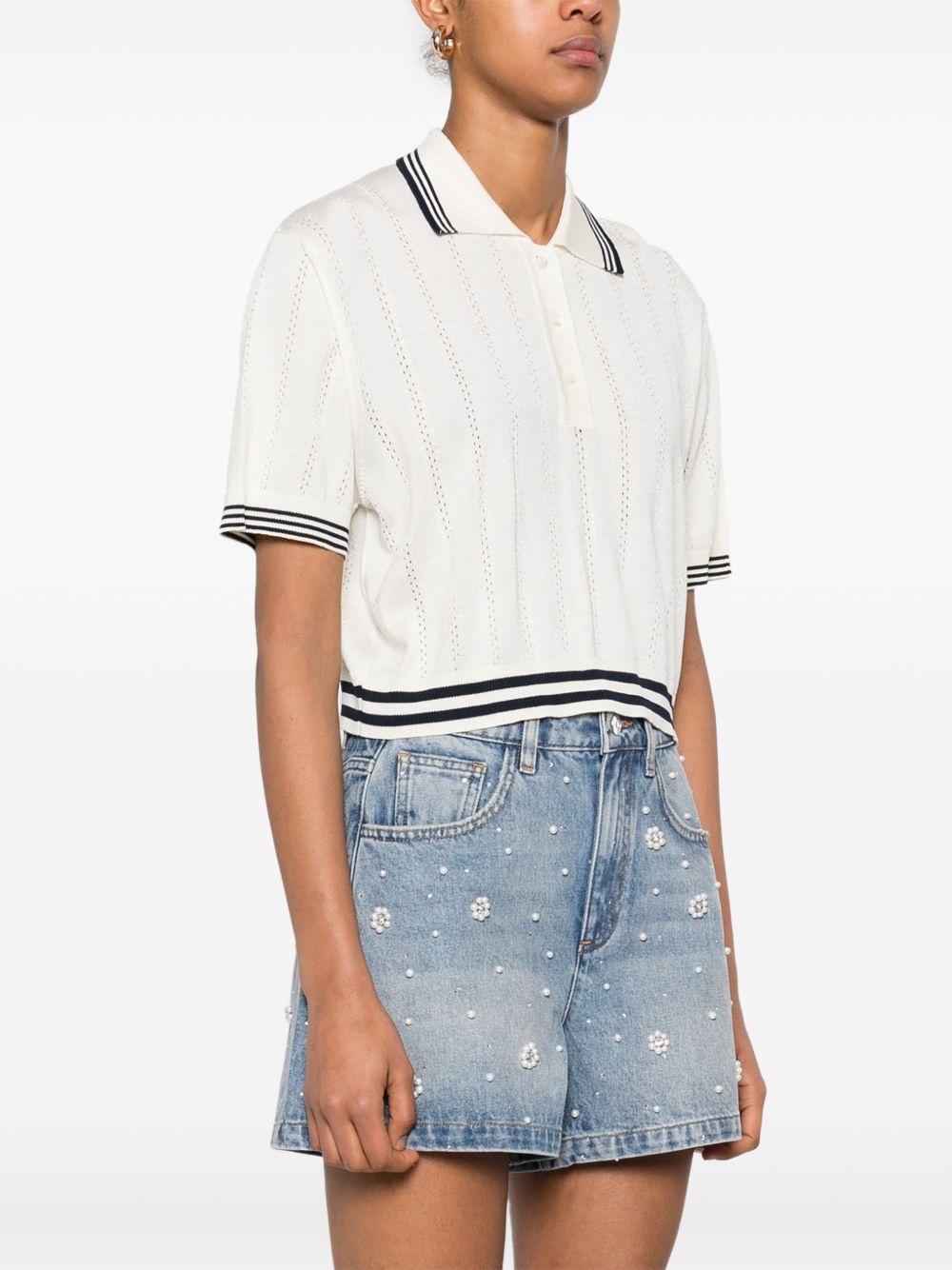 rhinestone-embellished polo top - 3