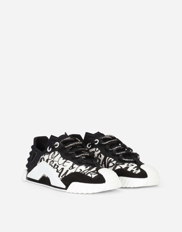 Mixed-materials NS1 slip-on sneakers with logo print - 2