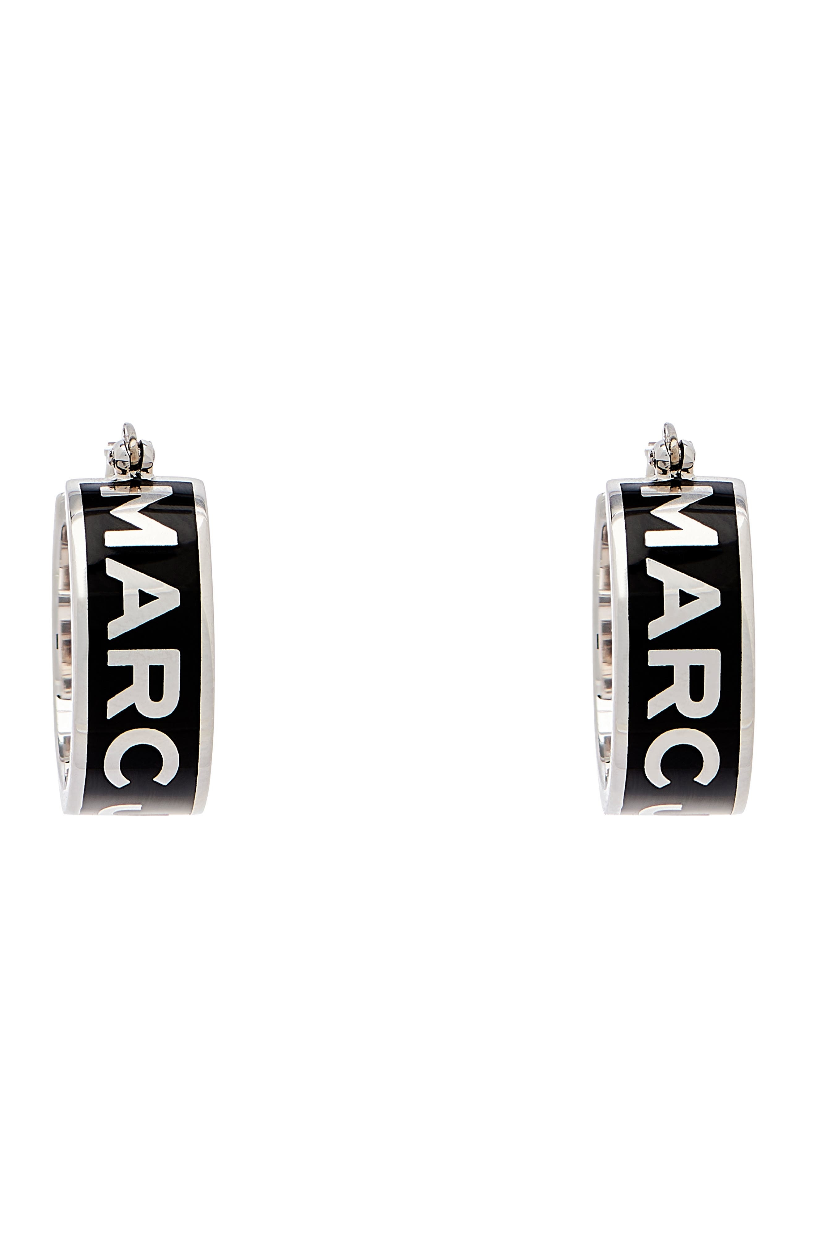 Marc Jacobs Logo Hoop Earrings in Silver/black at Nordstrom - 3