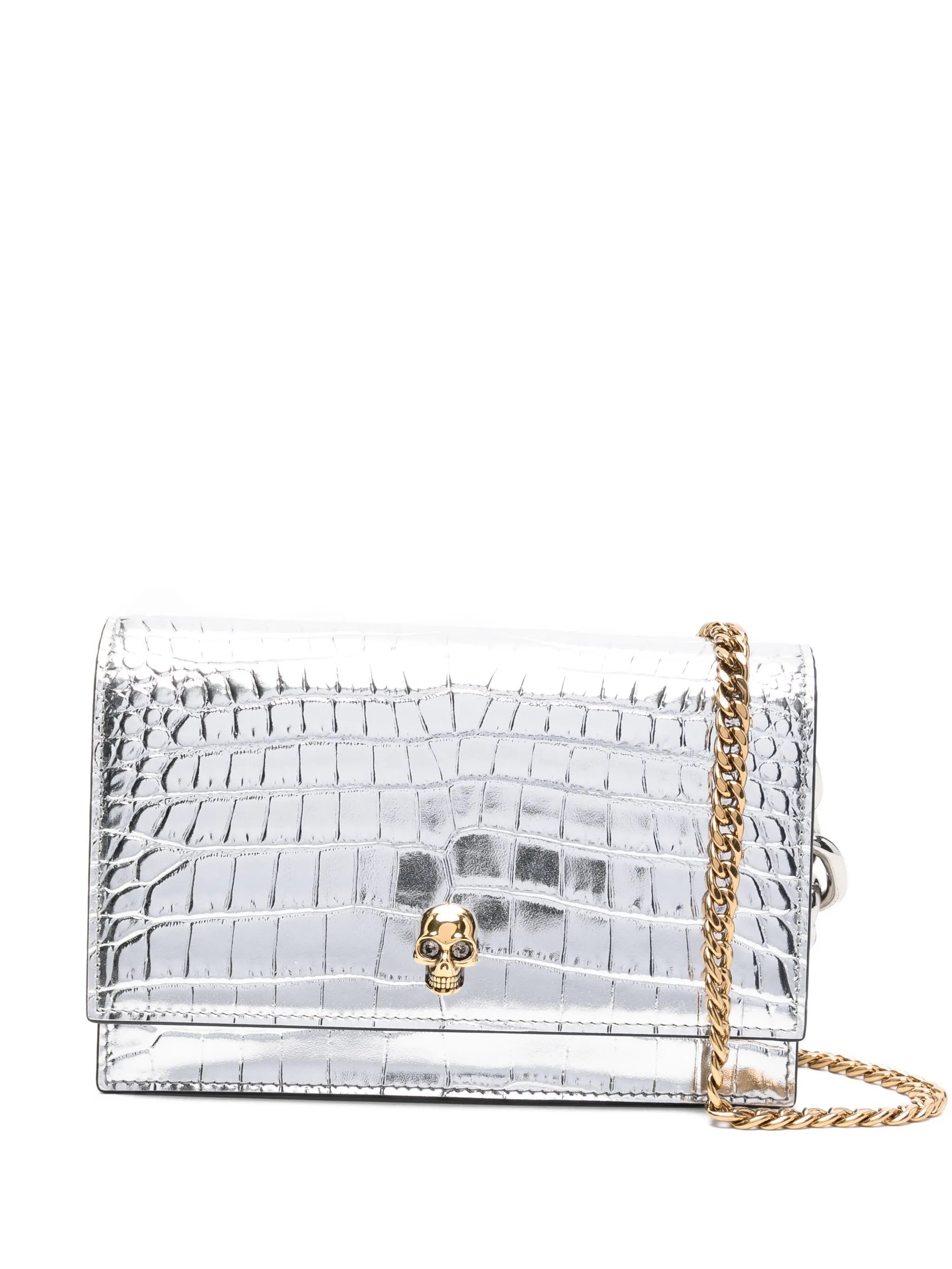 Alexander Mcqueen Skull-embellished Crocodile-effect Bag - 1