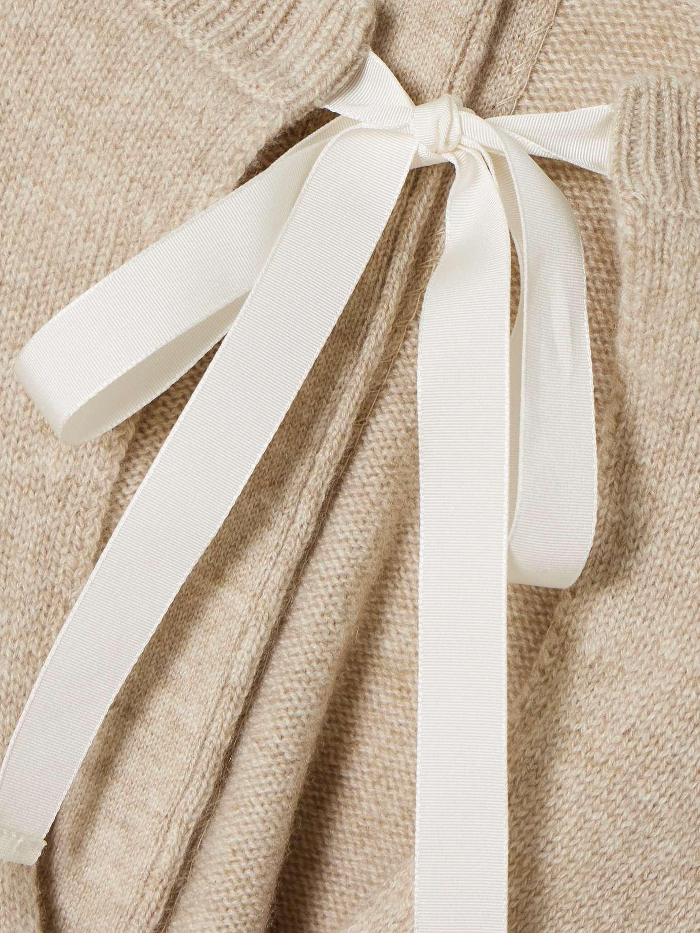 Tie-detailed cashmere cardigan Beige - 4