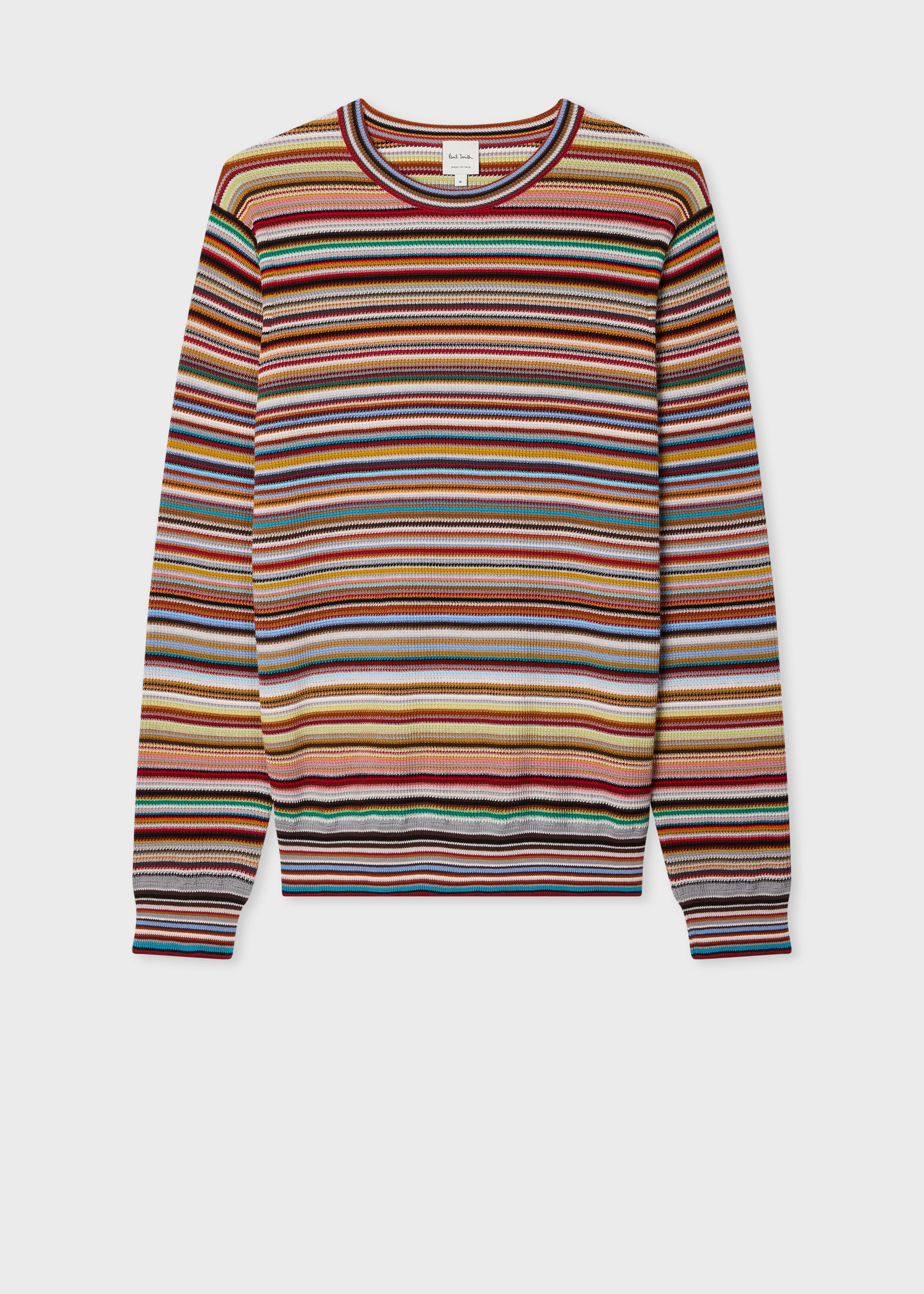 'Signature Stripe Textured-Cotton Sweater - 1