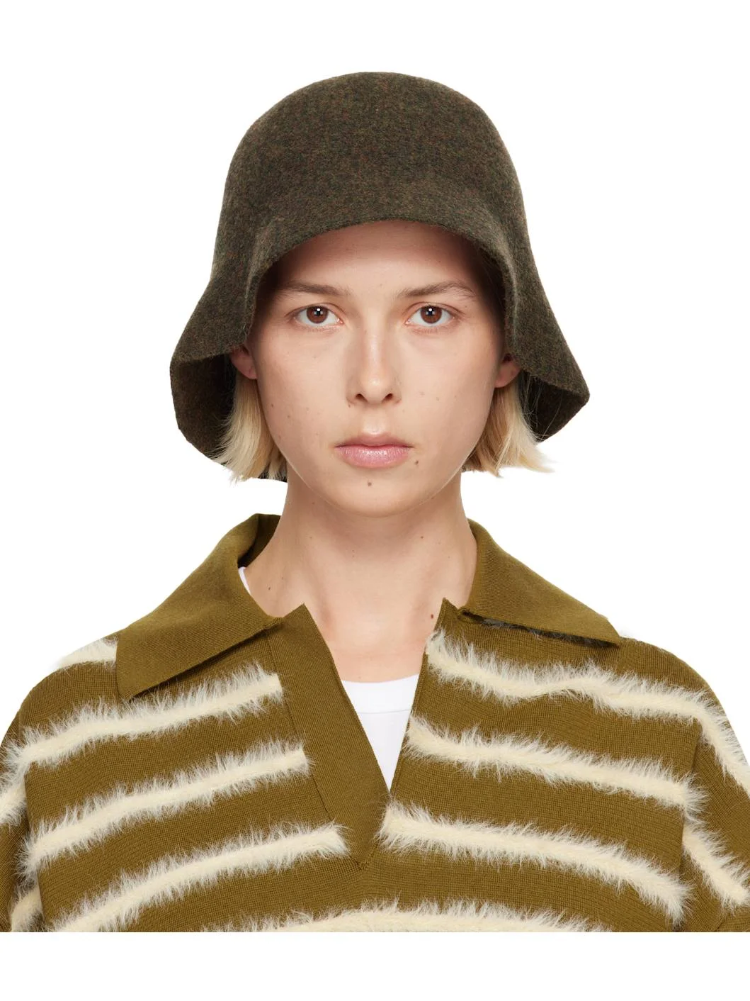 Khaki Cloche Bucket Hat - 1