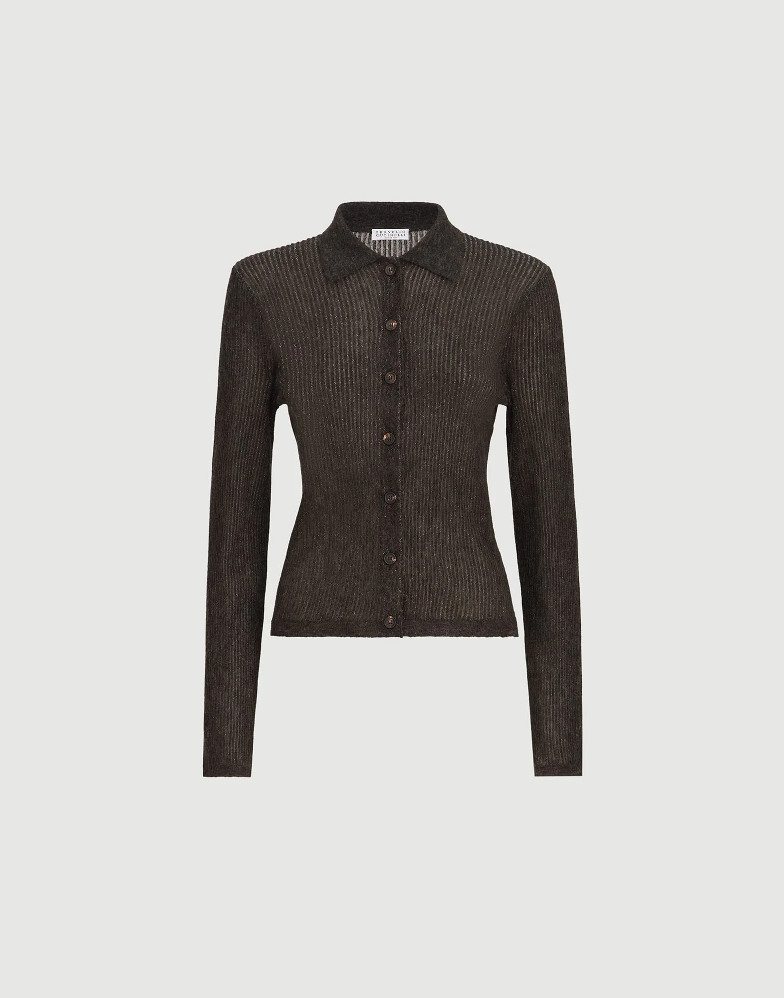 Sparkling silk, alpaca and wool rib knit cardigan - 1