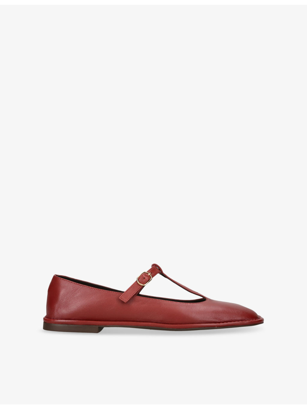 T-Bar Leather Ballet Flats - 1