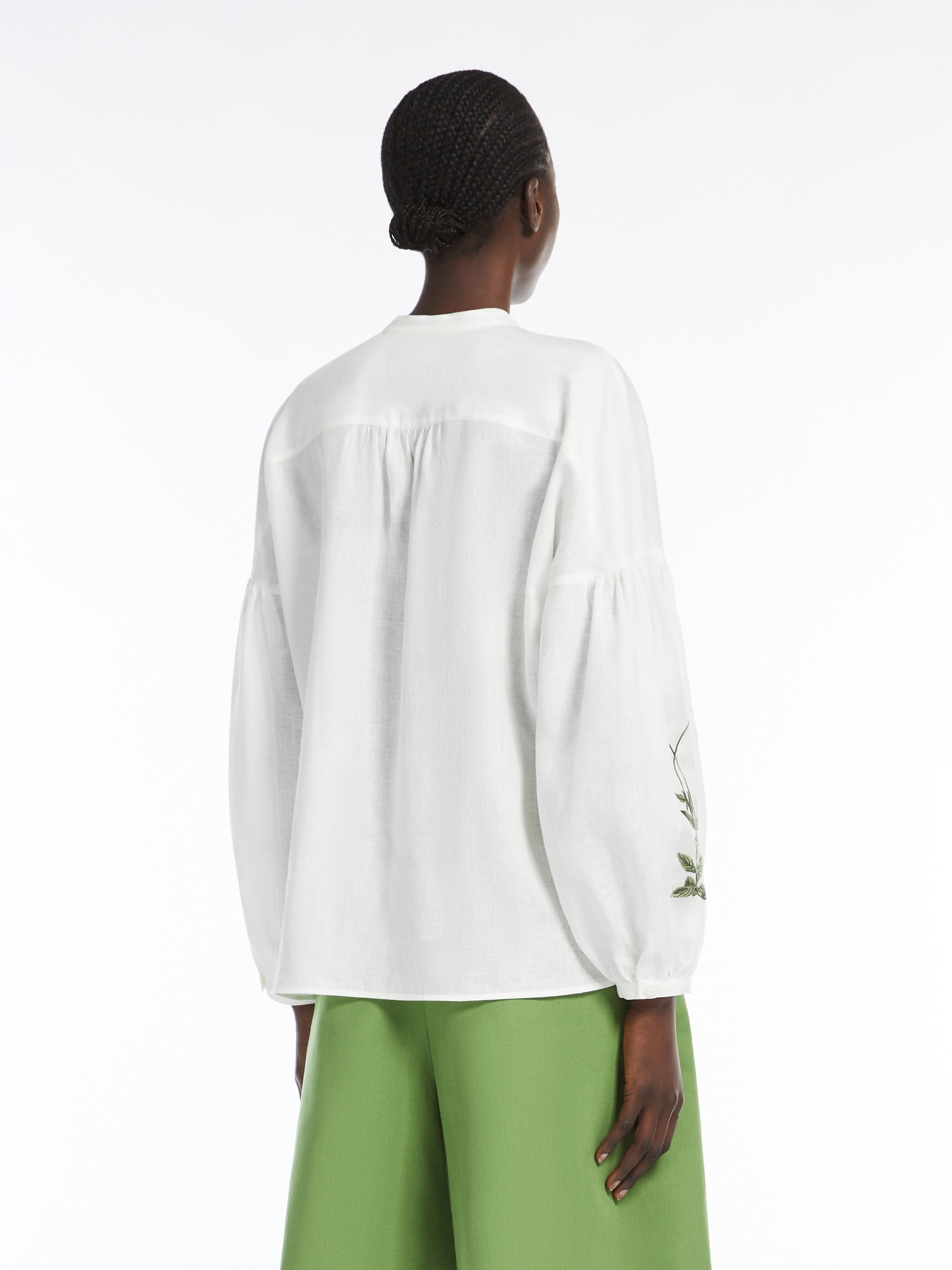ILEX Linen mandarin collar shirt - 4