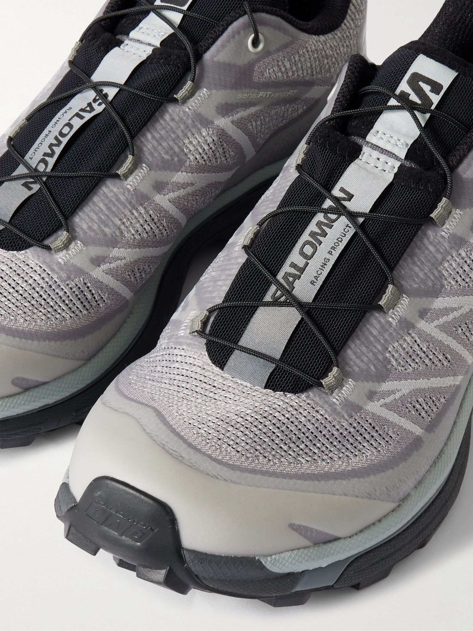 XT-6 Shadow Rubber-Trimmed Mesh-Jacquard Sneakers Gray - 5