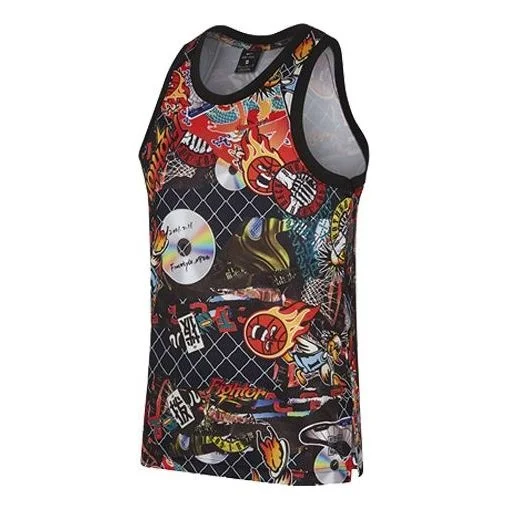 Men's Nike Street Graffiti Basketball Sports Vest 'Black Red' CK1182-018 - 1