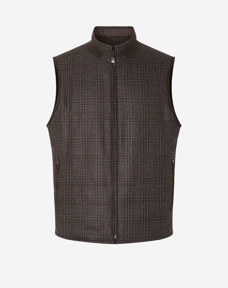 Brown reversible pure wool gilet 1