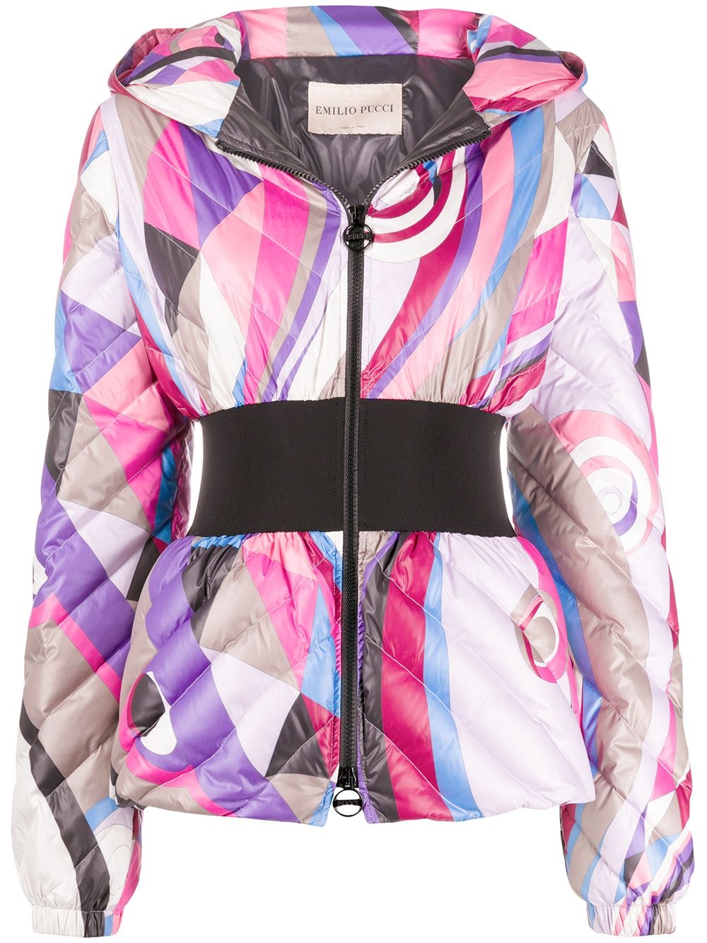 abstract-print padded jacket - 1