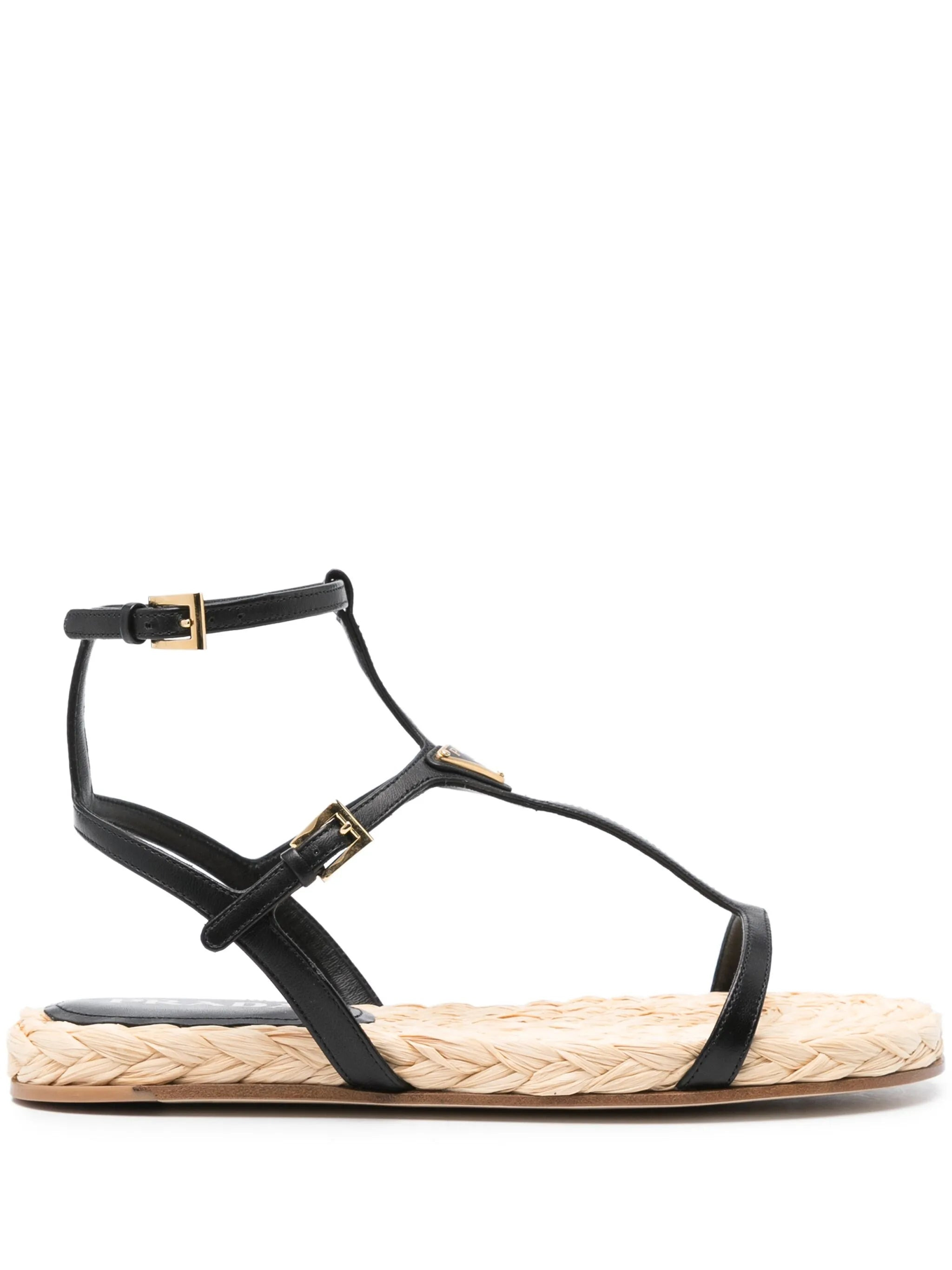 Triangle-logo Leather Sandals - 1