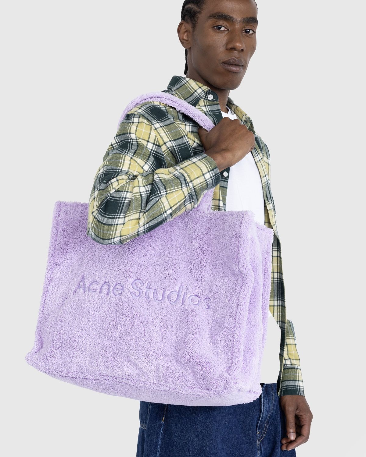 Acne Studios – Furry Logo Shoulder Tote Bag Lilac Purple - 6