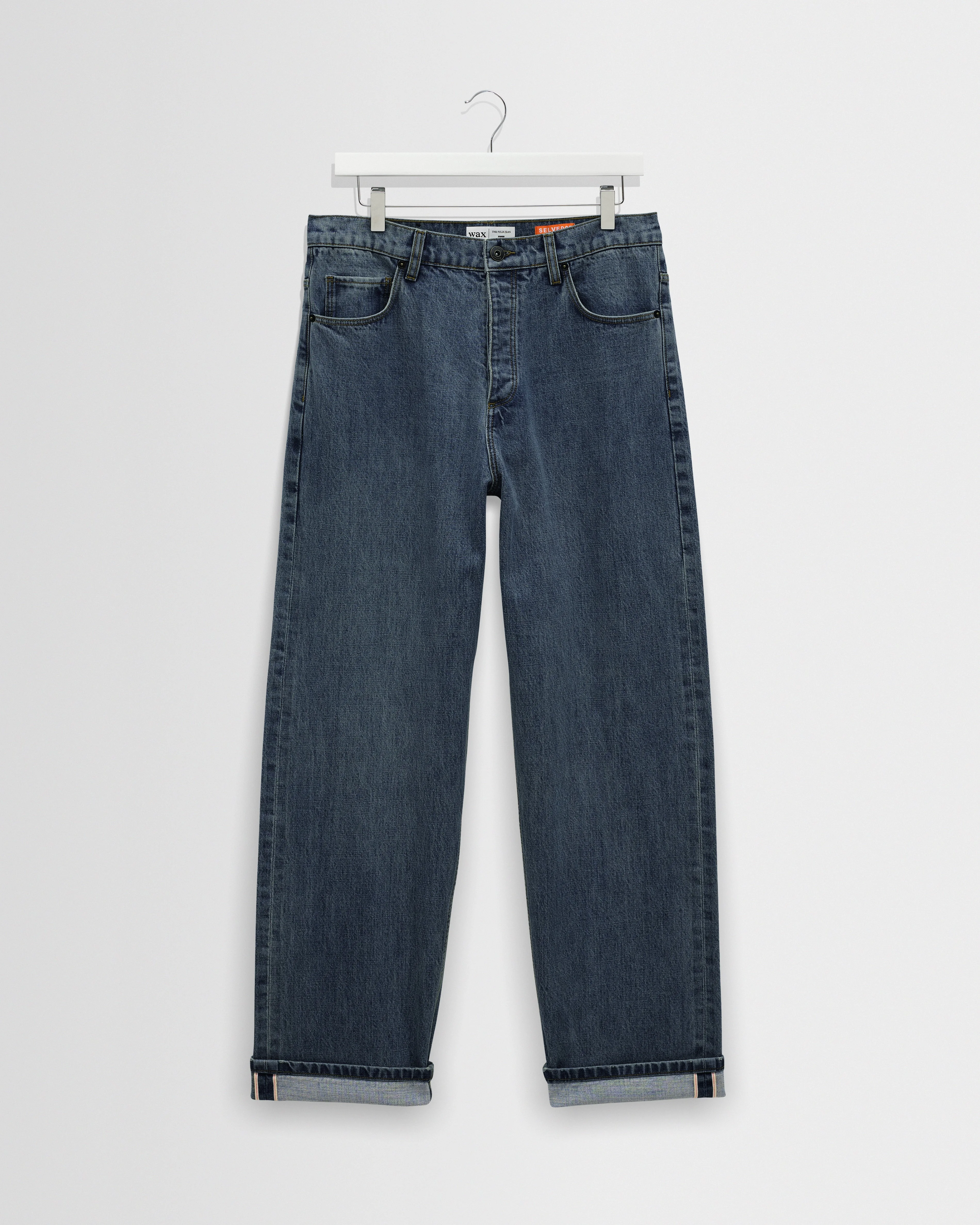 Felix - Mid Blue Wash Selvedge Loose Fit Denim Jeans - 1