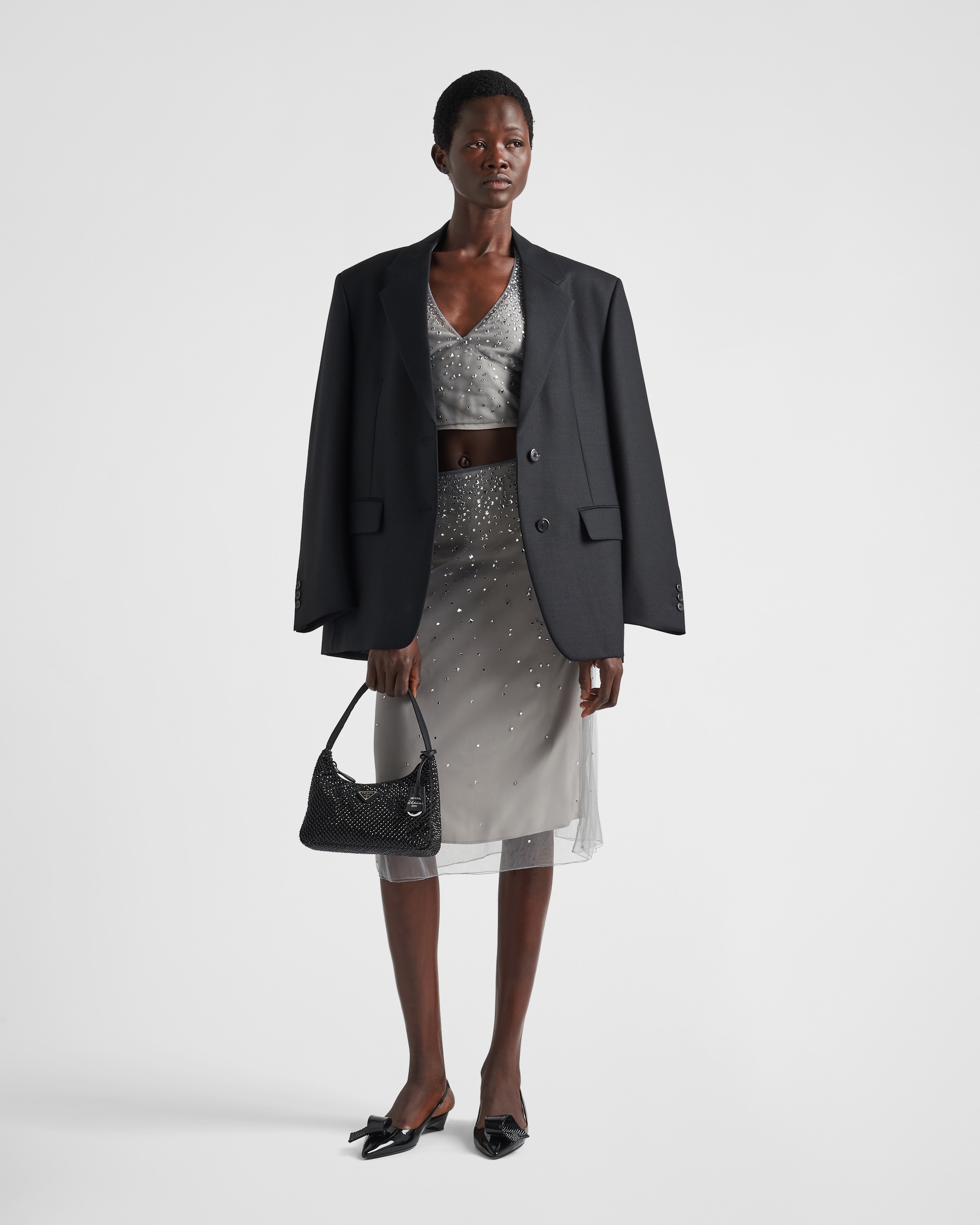 Crystal-studded tulle midi-skirt - 2