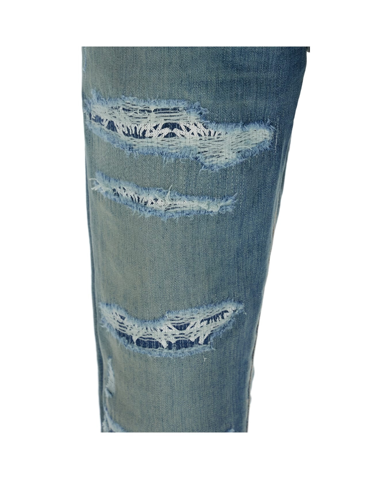 Blue 'ma Quand' Jeans With Ripped Details On The Front And Logo Patch On The Rear In Denim Man - 3