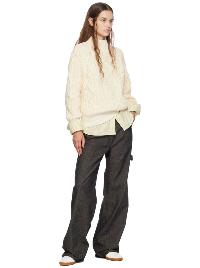 BOSS Off-White Mock Neck Sweater outlook