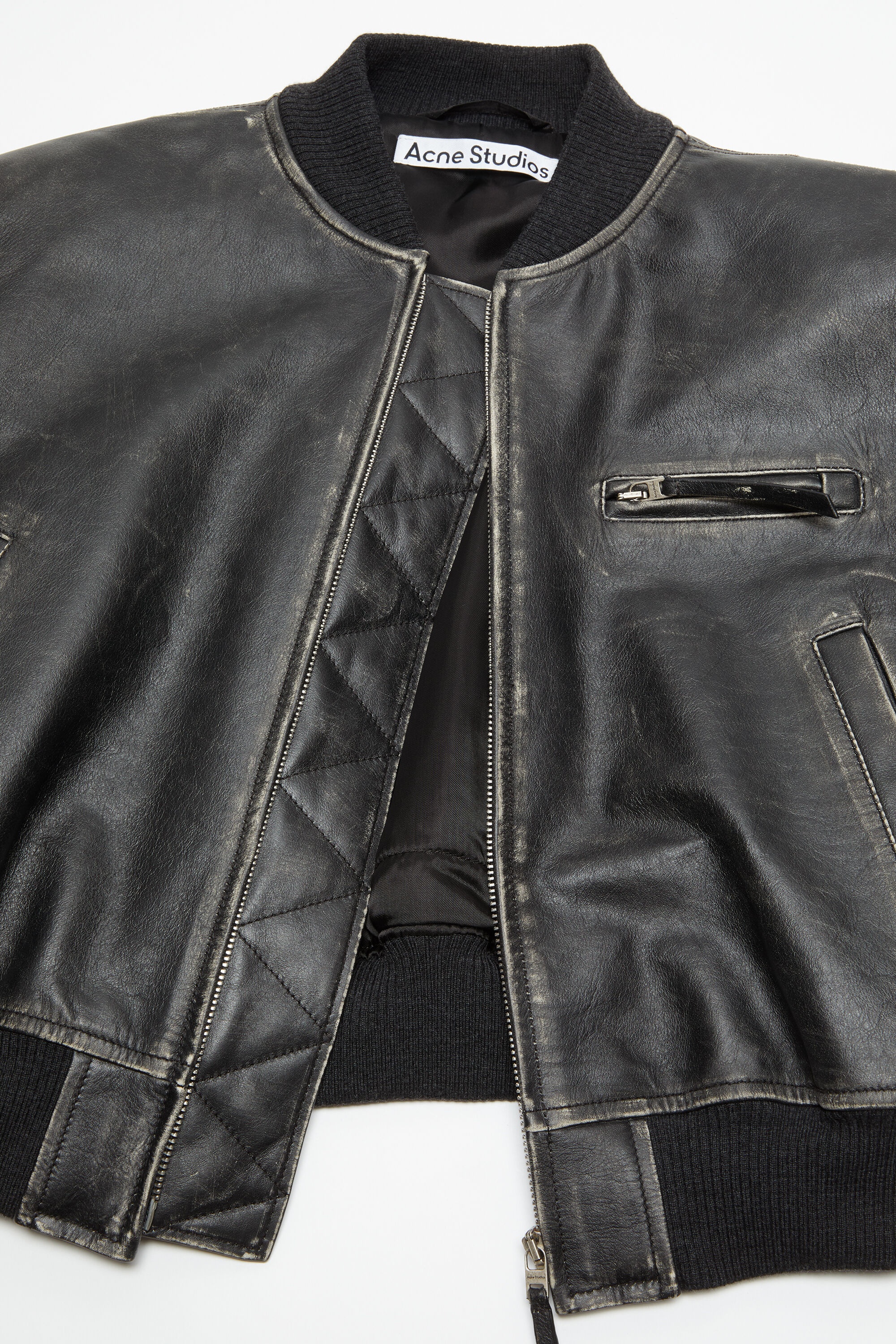 Leather bomber jacket - Black - 7