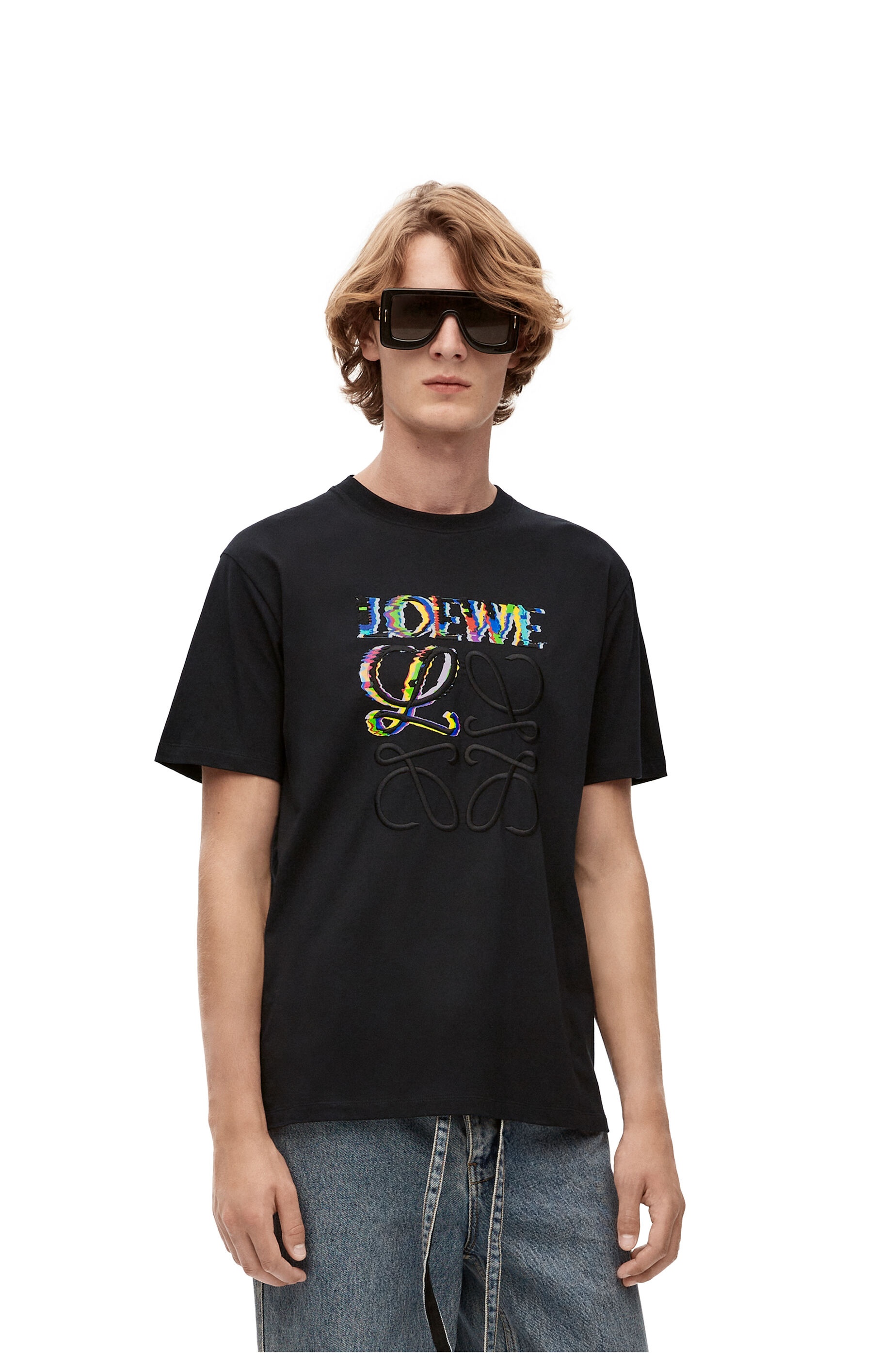 【可愛いデザイン♪】LOEWE Glitch アナグラム Tシャツ Loewe Glitch Anagram T-shirt in cotton | REVERSIBLE