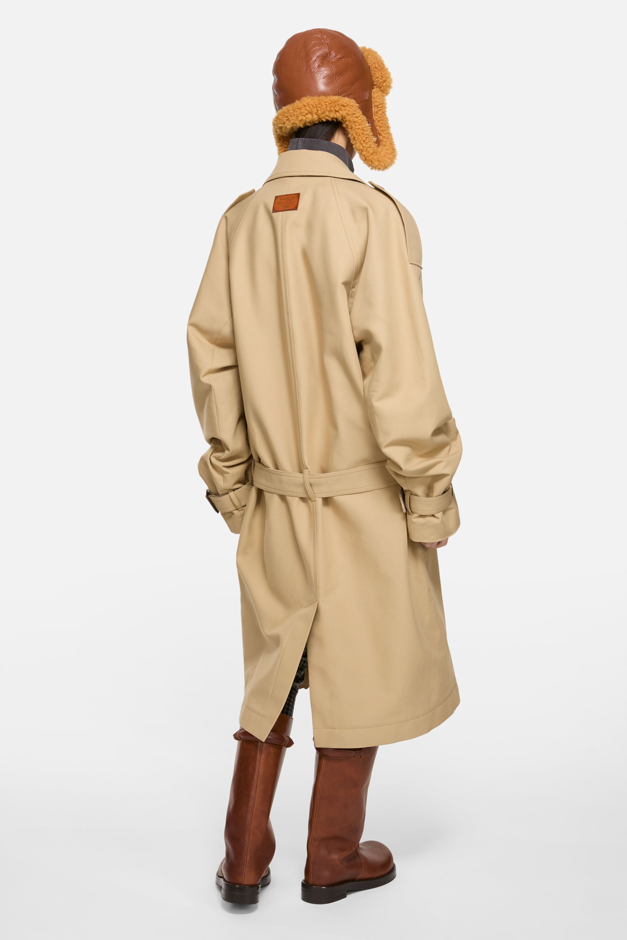 Satin Trench Coat - Beige - 3