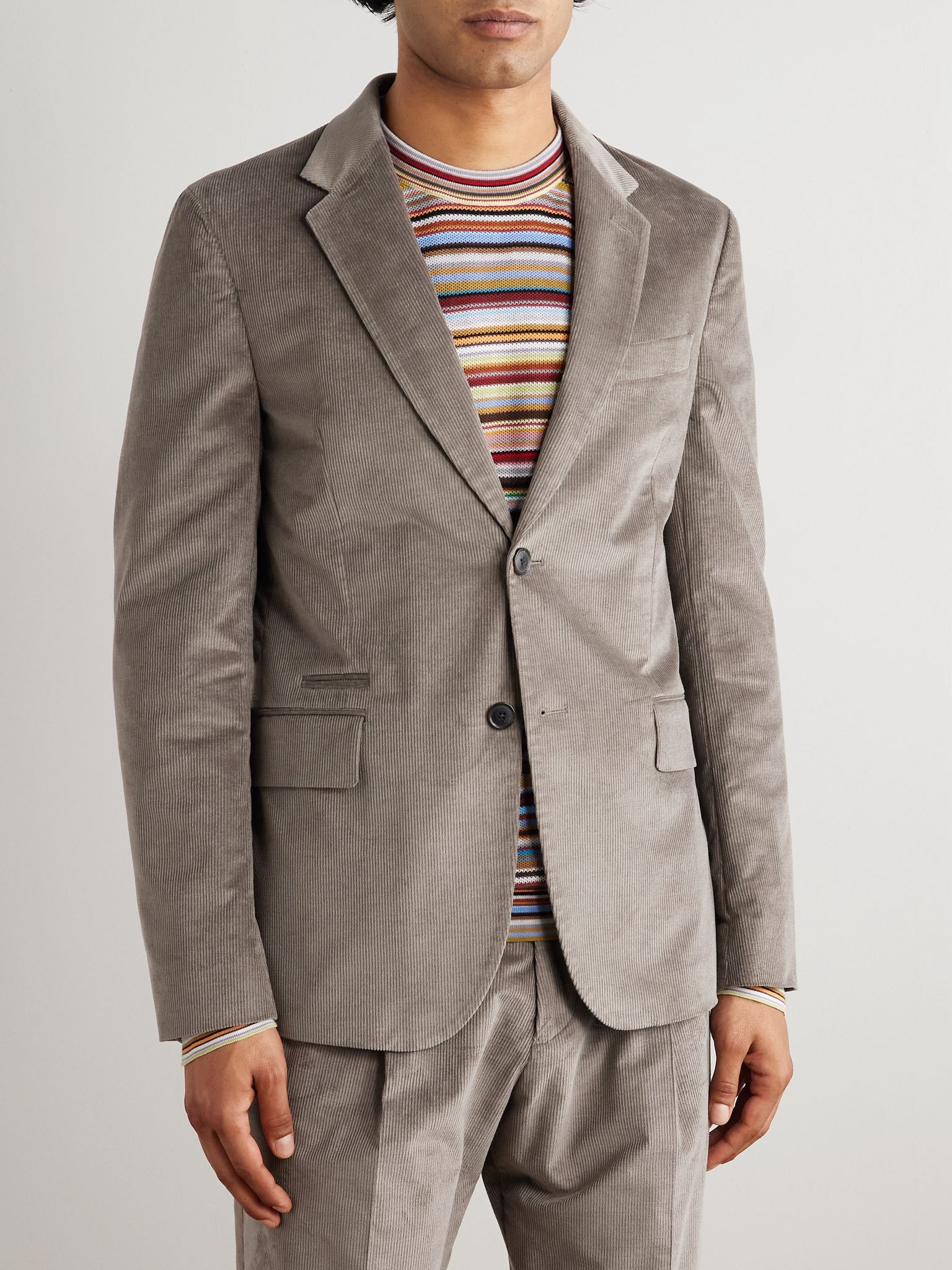 Cotton-Blend Corduroy Blazer Brown - 3