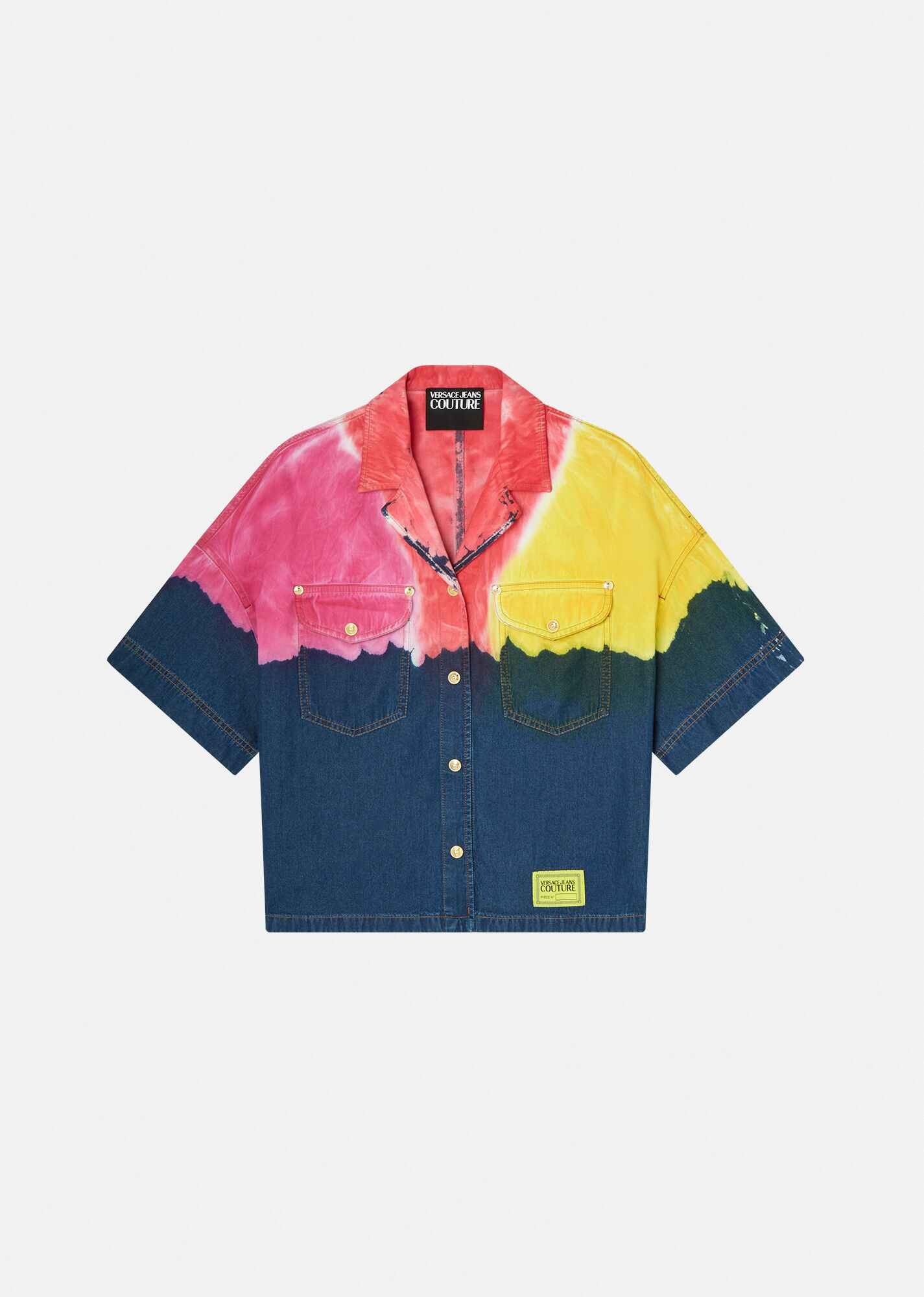 Tie-Dye Print Denim Shirt - 1