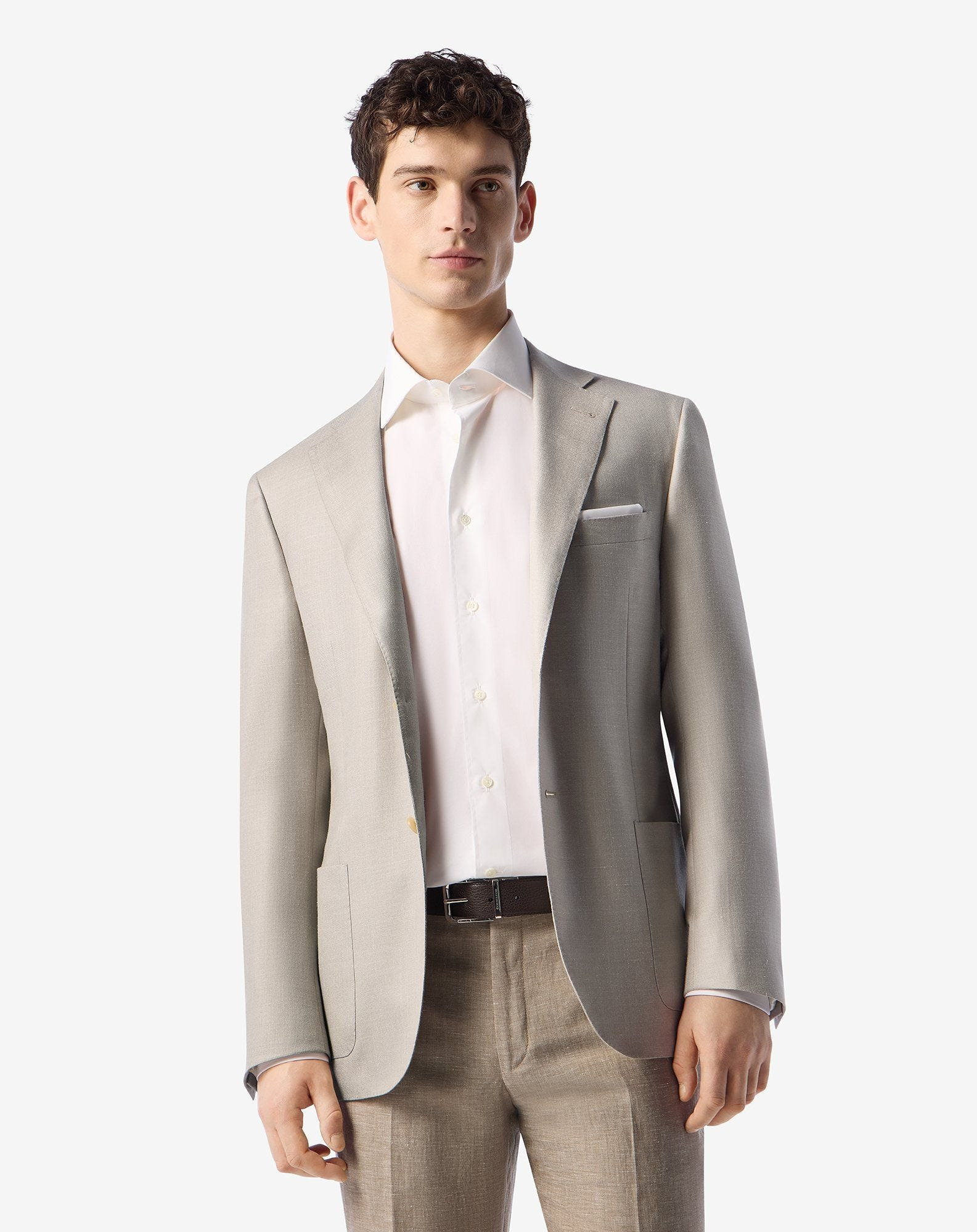 Beige wool, silk and linen jacket - 2