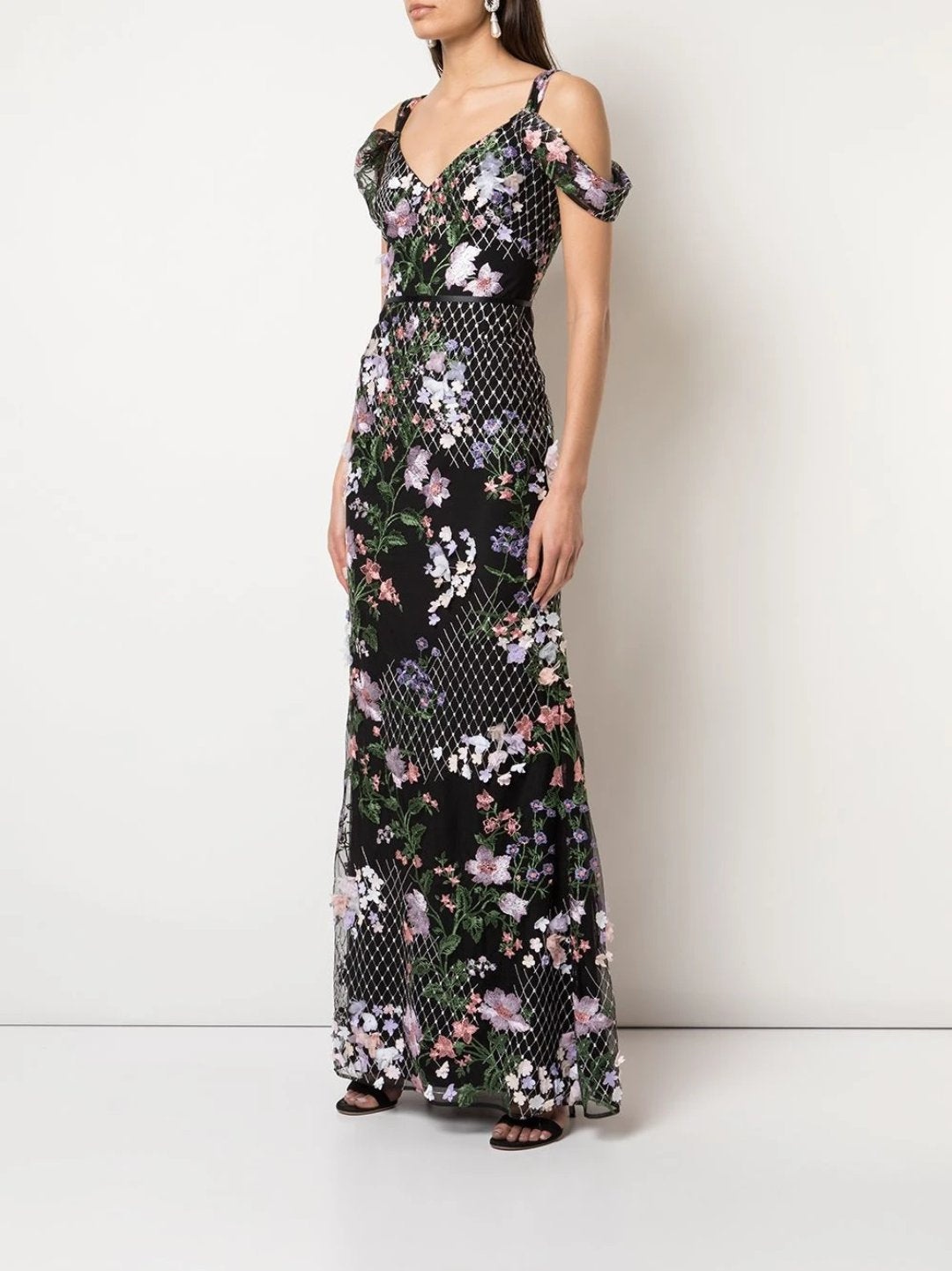 DRAPED 3D FLORAL FIT-TO-FLARE GOWN - 2