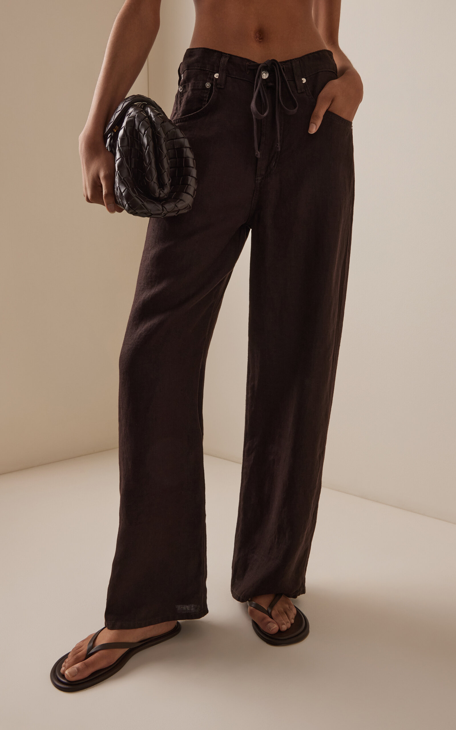 Brynn Linen Drawstring Trousers brown - 3