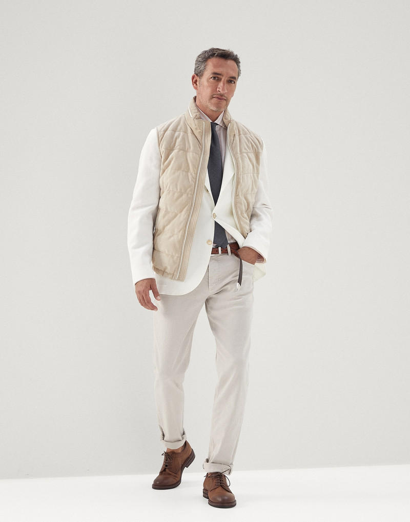 Brunello Cucinelli Striped cotton and linen slim fit shirt with spread collar outlook
