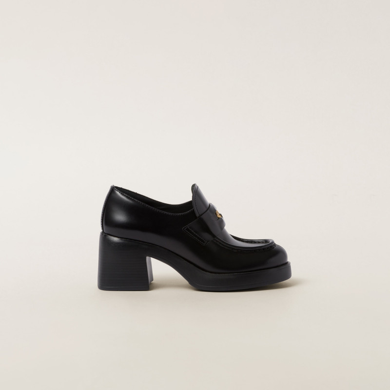 Miu Miu Leather penny loafers outlook