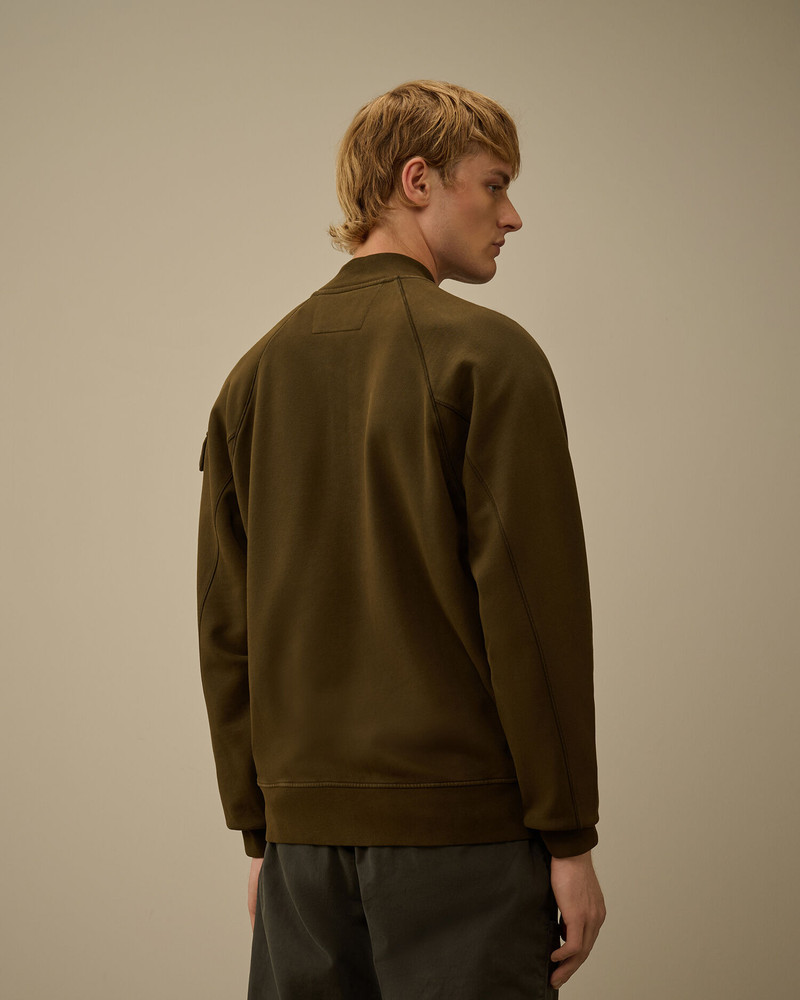 Brushed and Emerized Diagonal Fleece Bomber Full Zip Sweatshirt 4