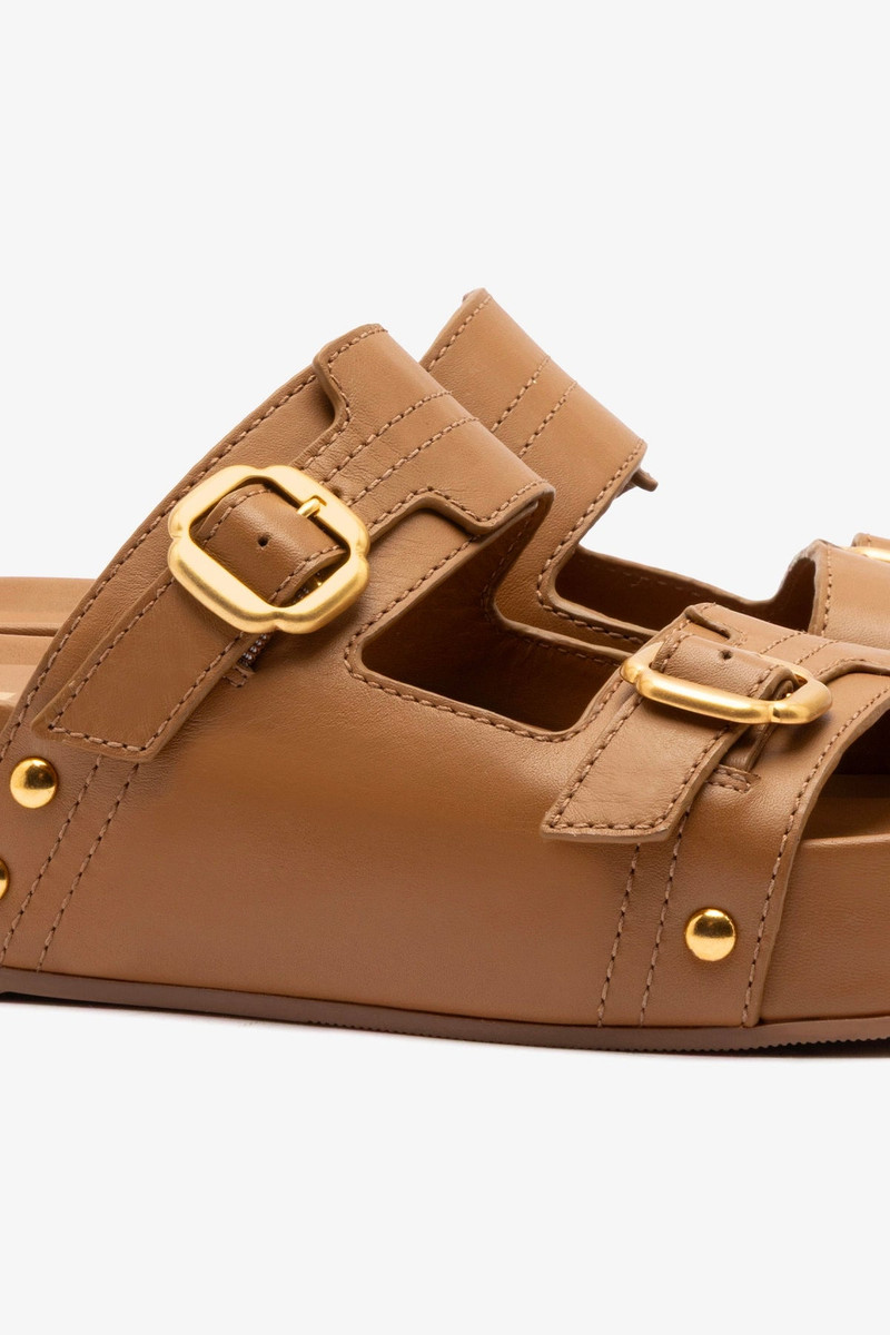 Milan Flatform Sandal In Light Caramel Vegetale Leather 4