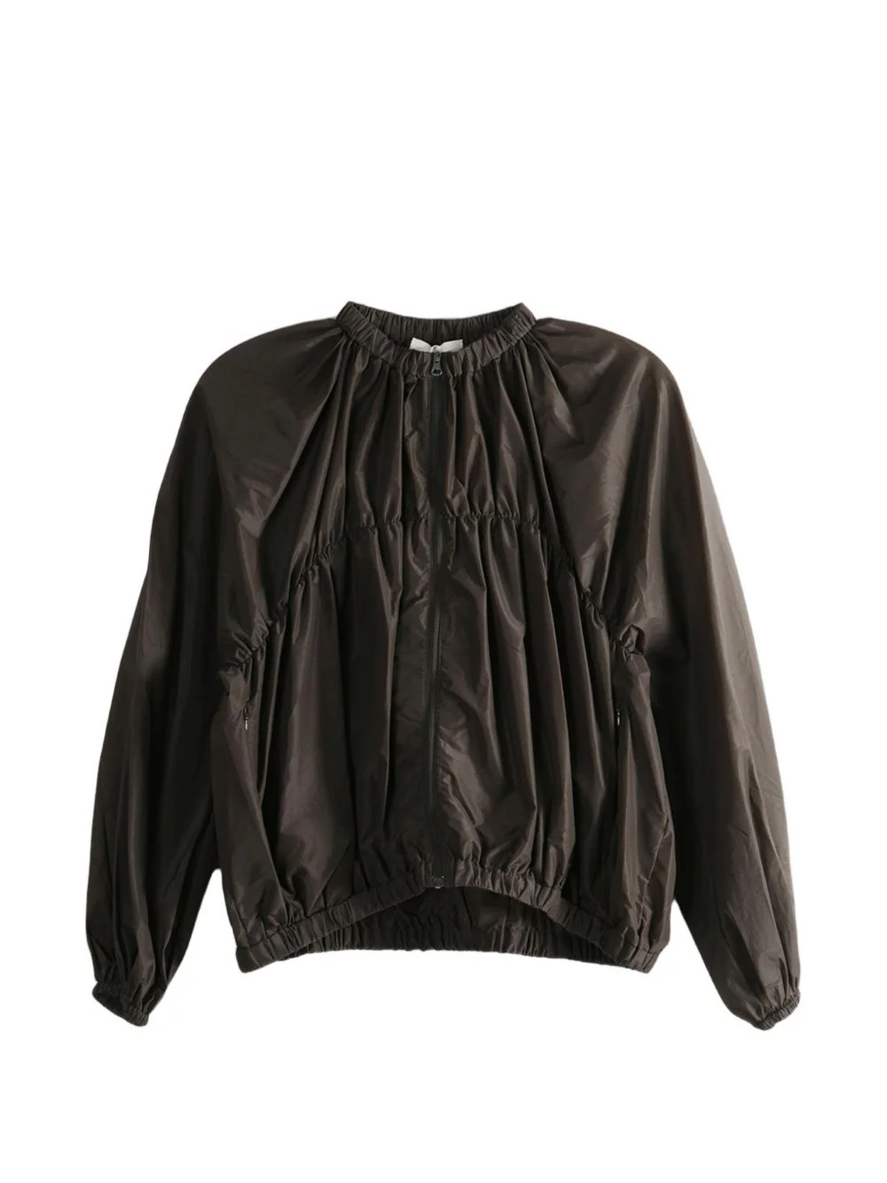 gathered-detail zip-up jacket - 1