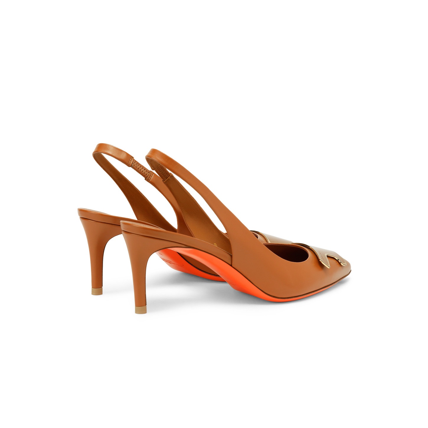 Women's brown leather mid-heel Santoni Sibille slingback - 4