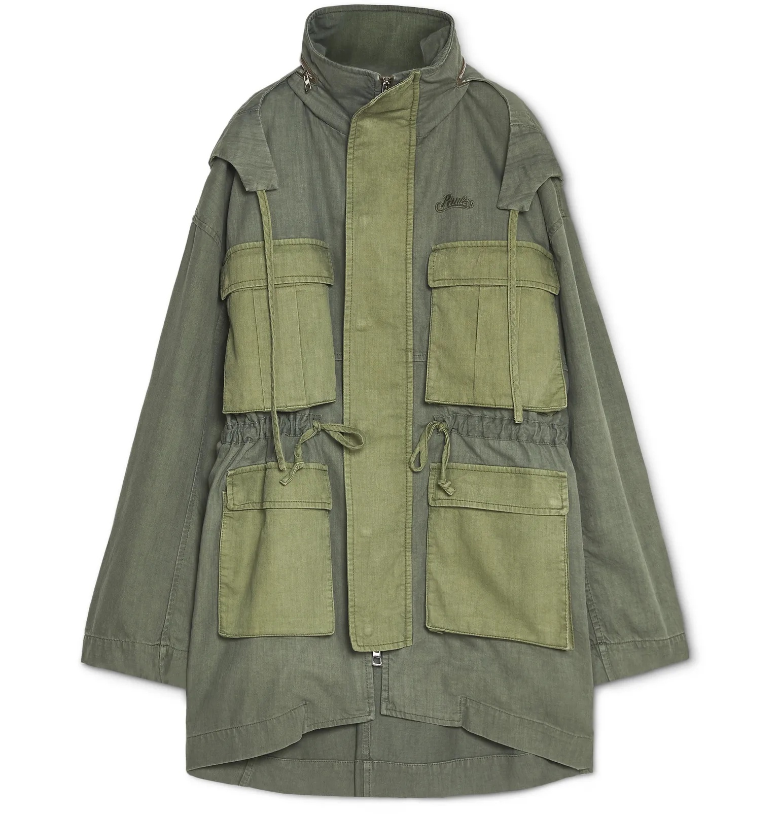 + Paula's Ibiza Colour-Block Stonewashed Cotton Hooded Parka - 1