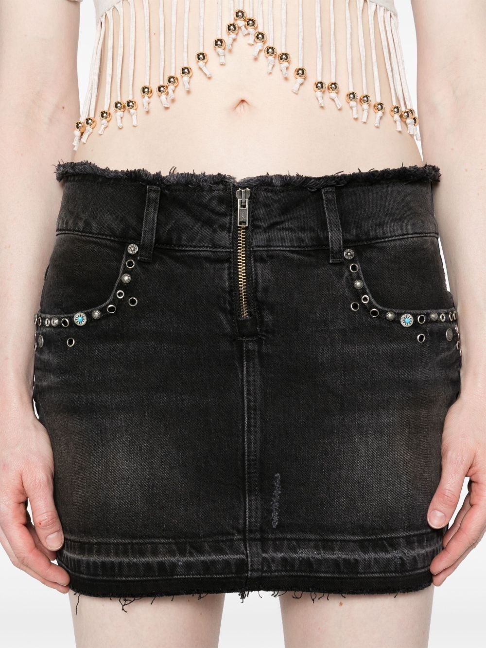frayed-brim denim miniskirt - 5