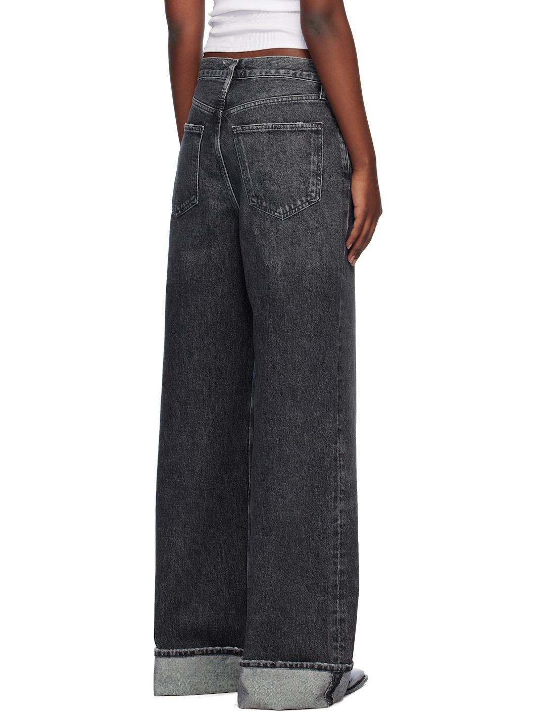 Gray Dame High Rise Wide Leg Jeans - 3