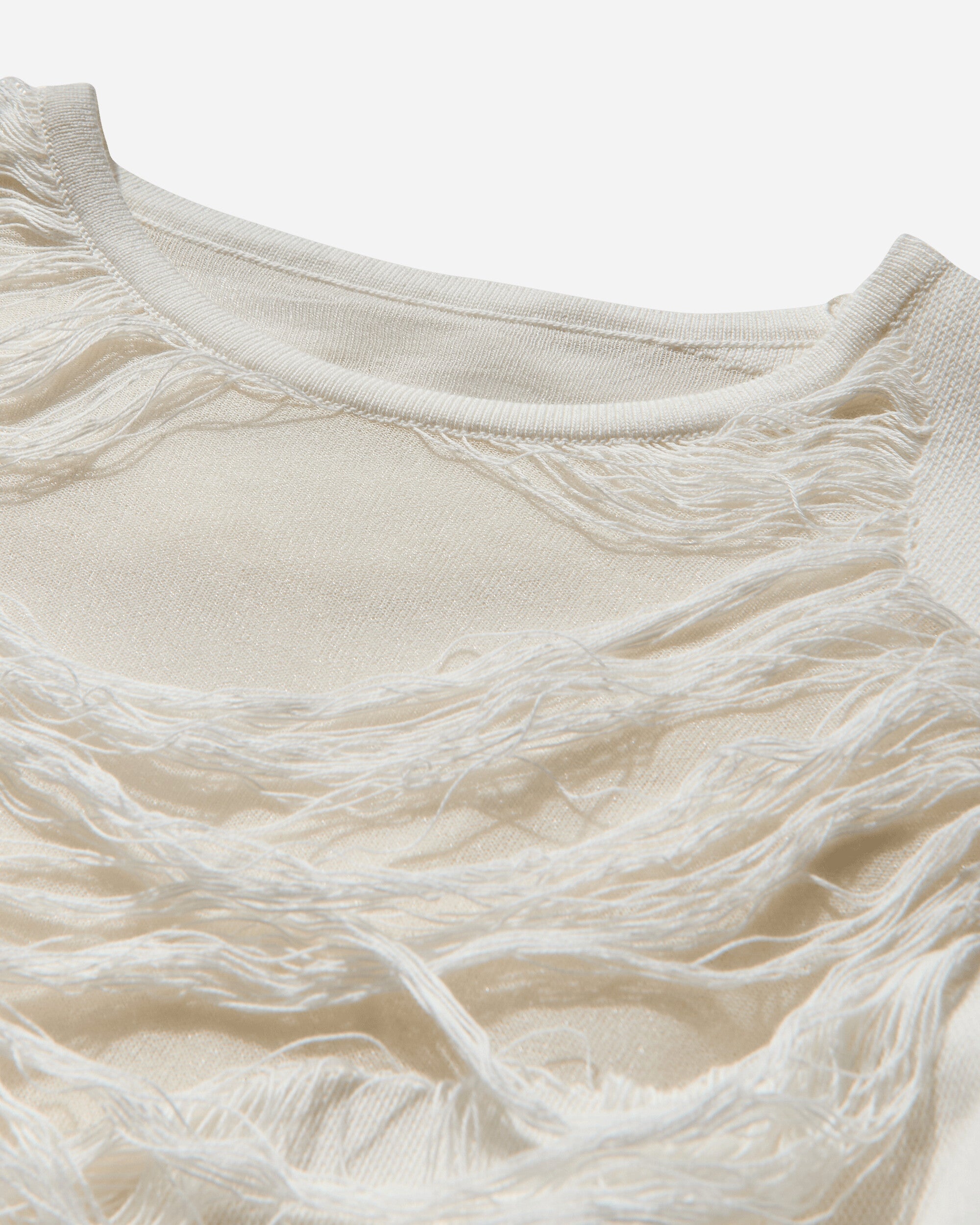 Women's Distressed Crewneck Sweater Off White - 3