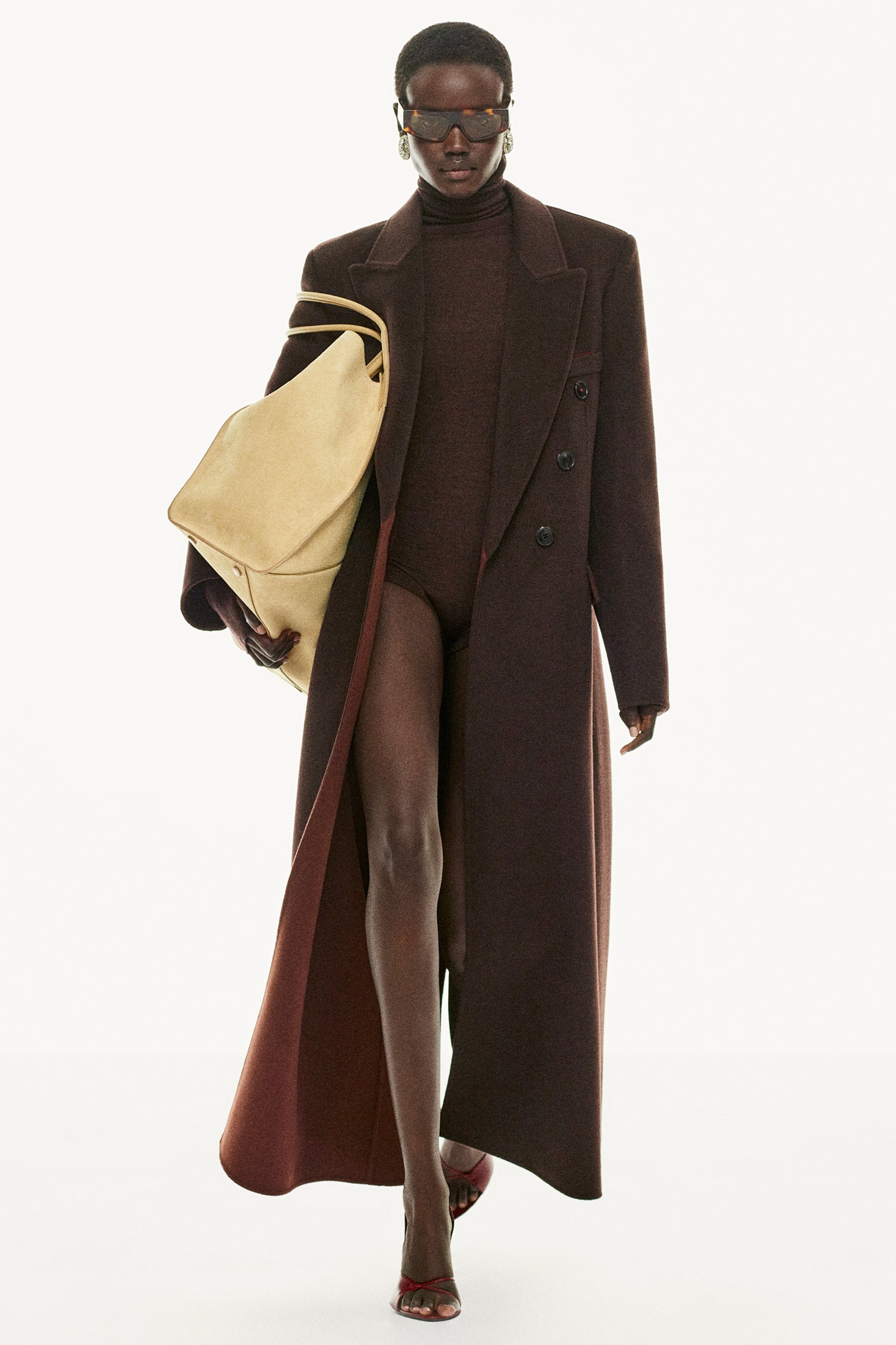Double Faced Overcoat In Dark Chocolate - 3