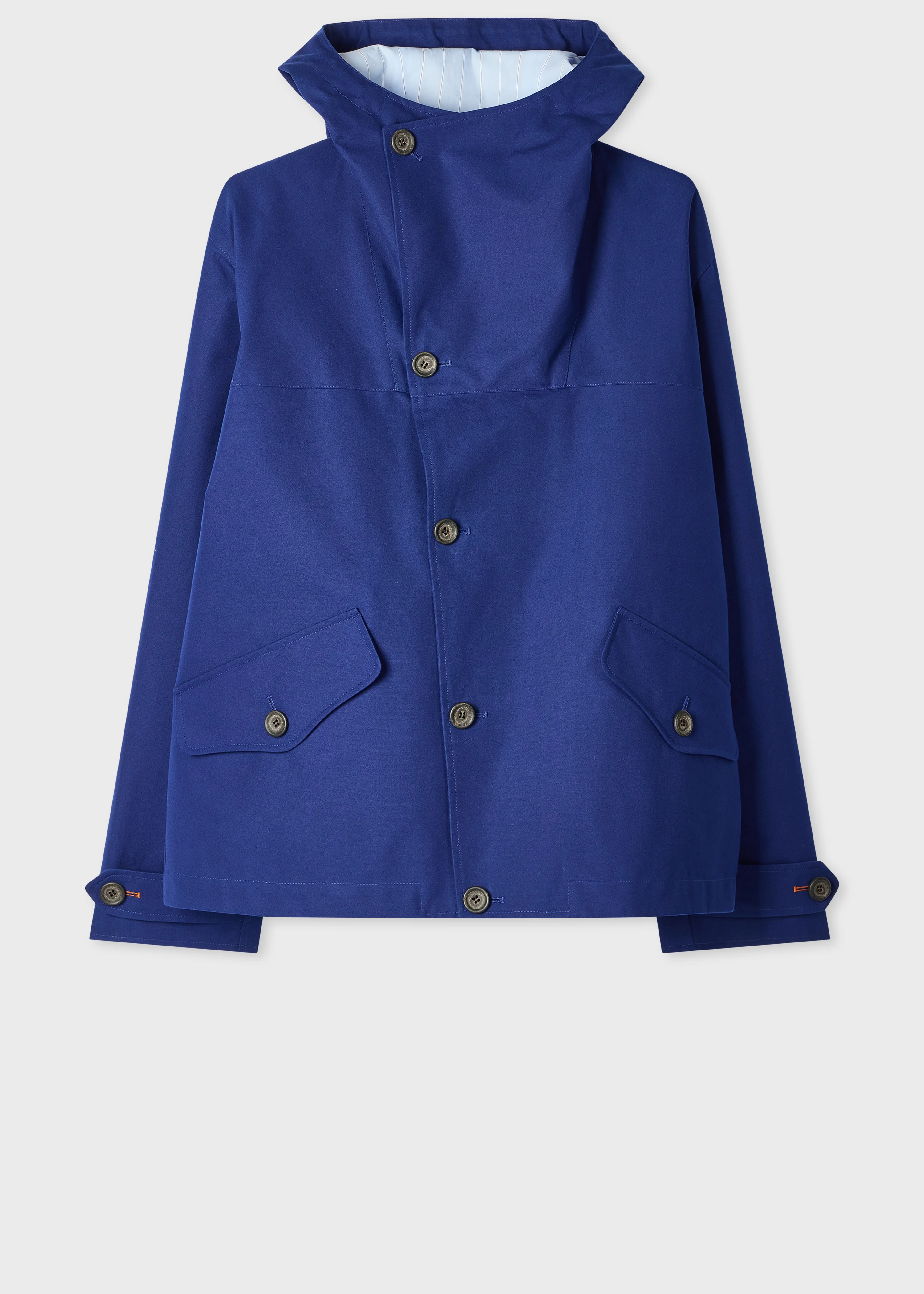 Blue Cotton Hooded Jacket - 1