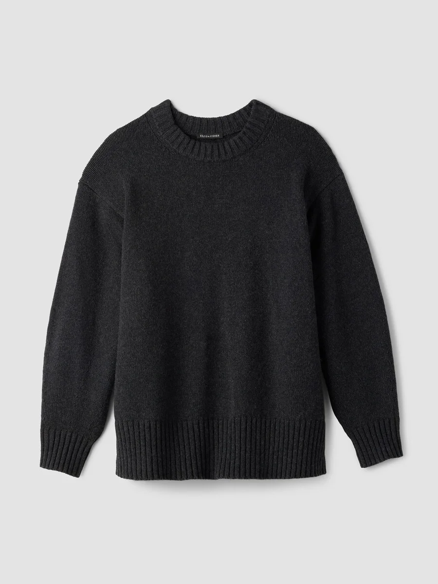 Cotton & Recycled Cashmere Crew Neck Long Top - 1