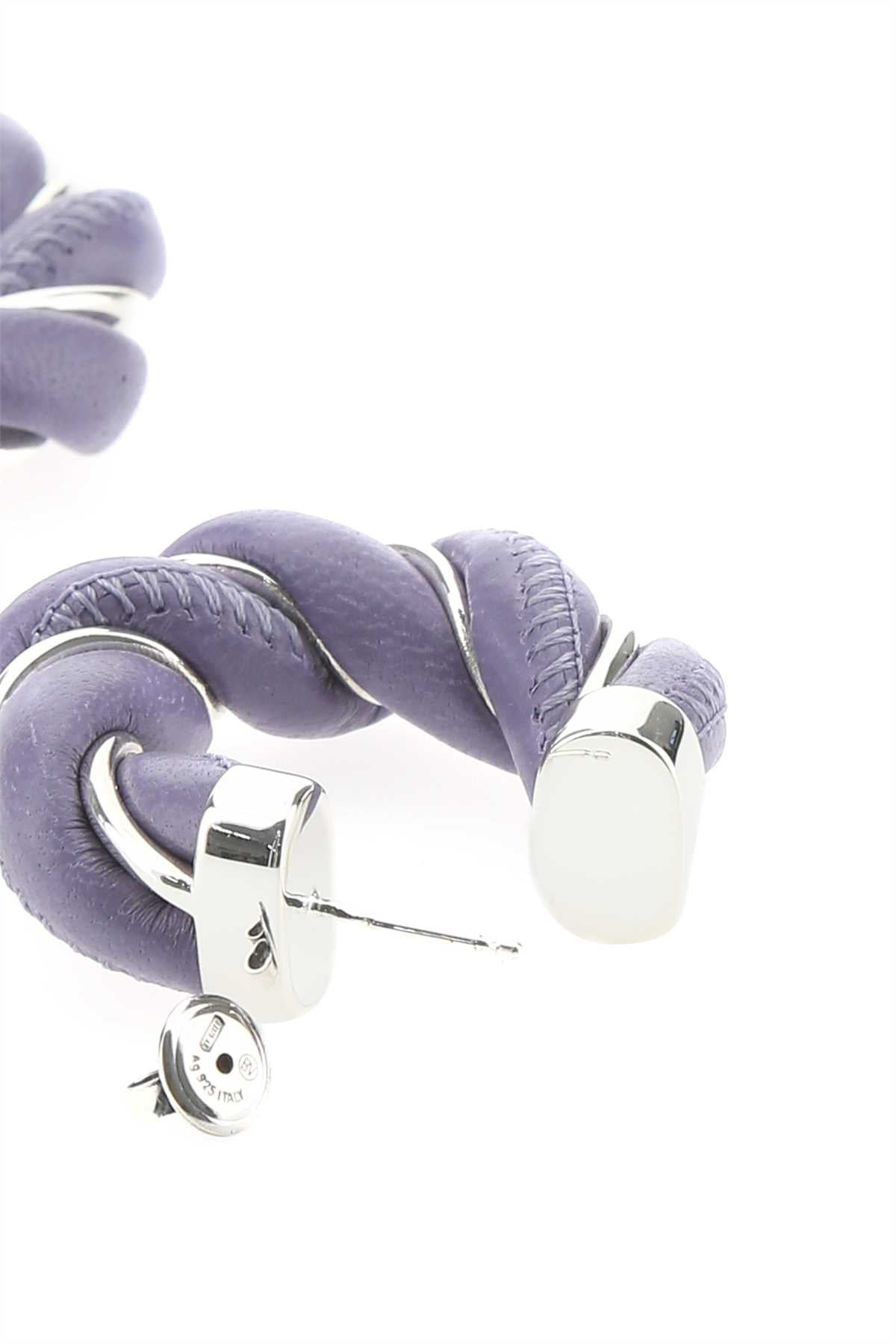 Bottega Veneta Women Lilac Nappa Leather And 925 Silver Earrings - 3