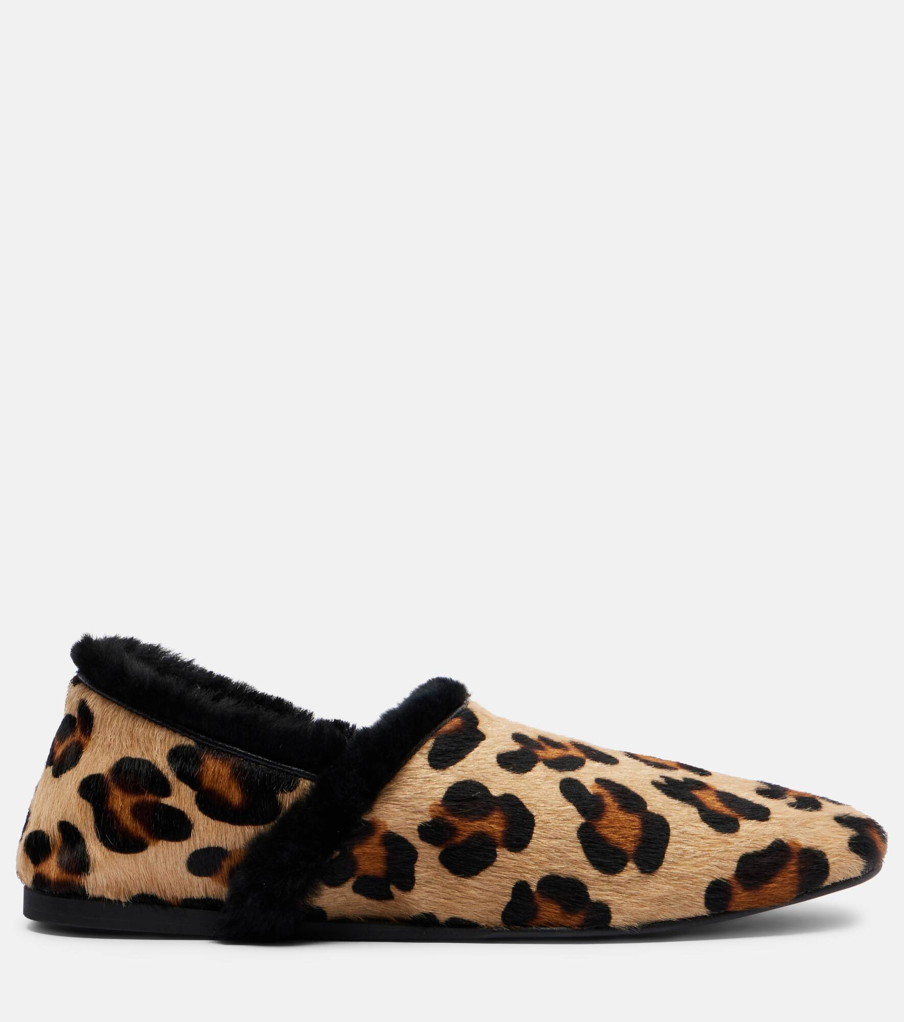Shearling-lined calf hair slip-on shoes - 4