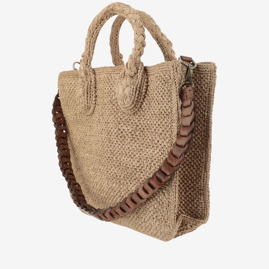 Ibeliv Raffia Bag With Leather Details - 1