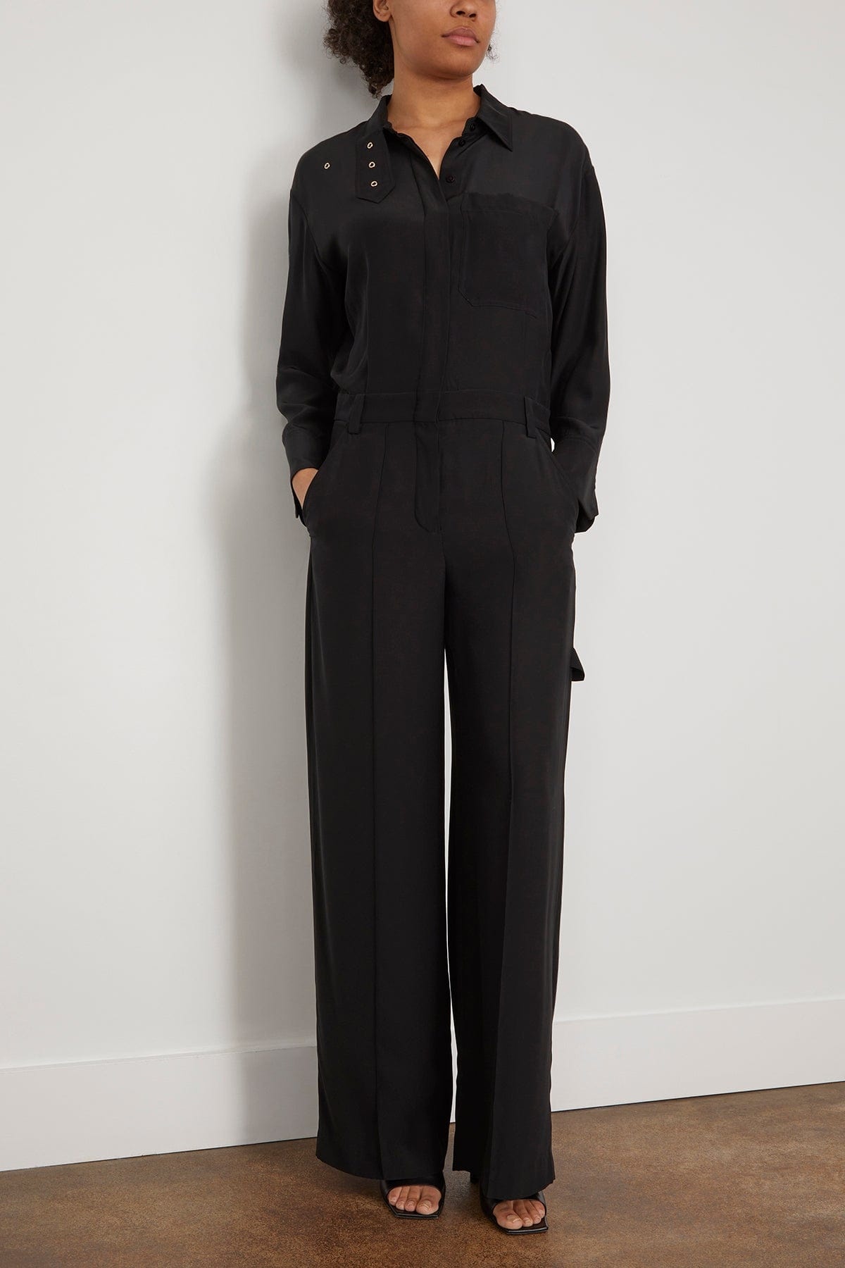 Shiny Statement Jumpsuit in Pure Black - 3