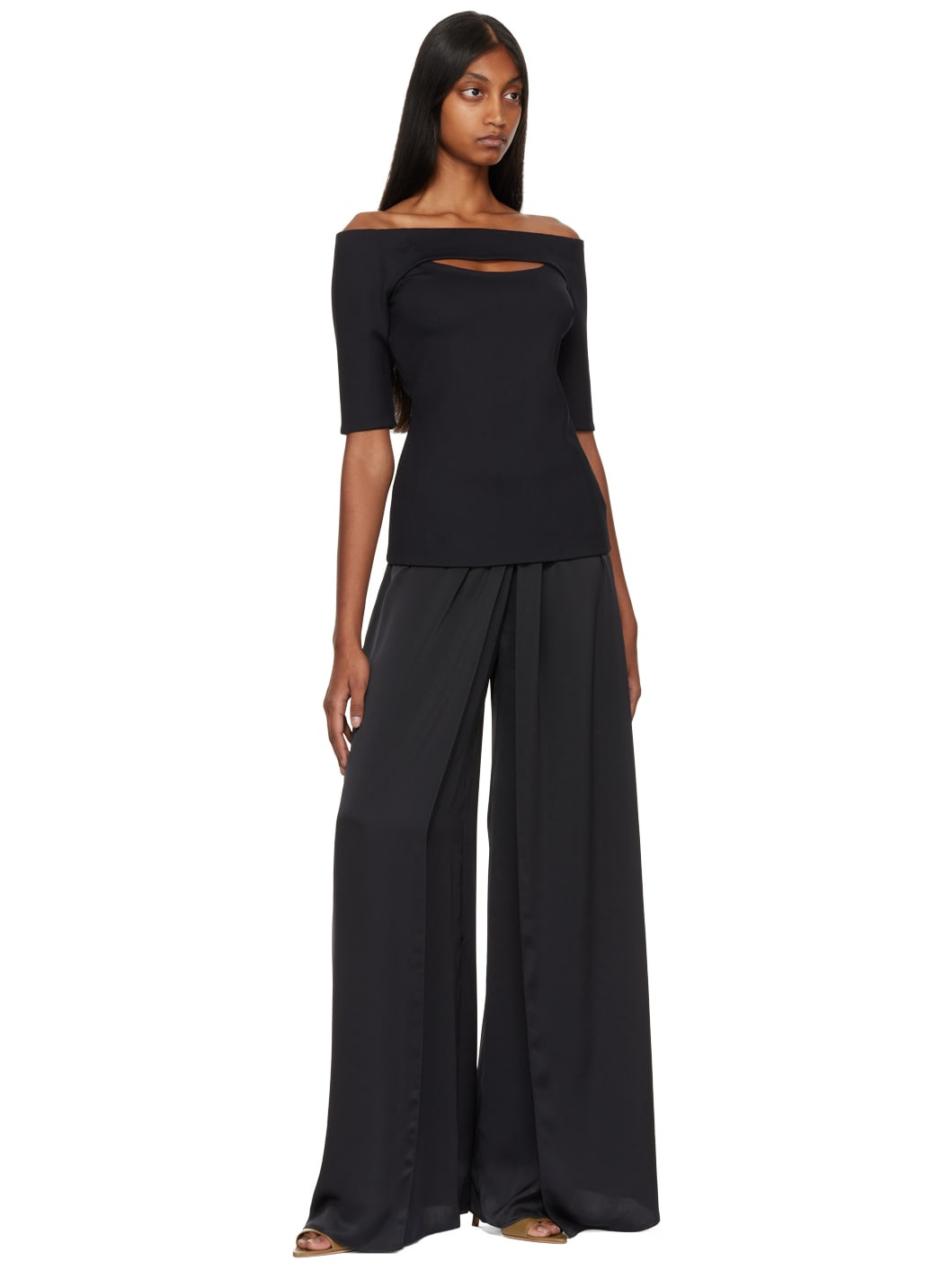 Black Off-The-Shoulder T-Shirt - 4