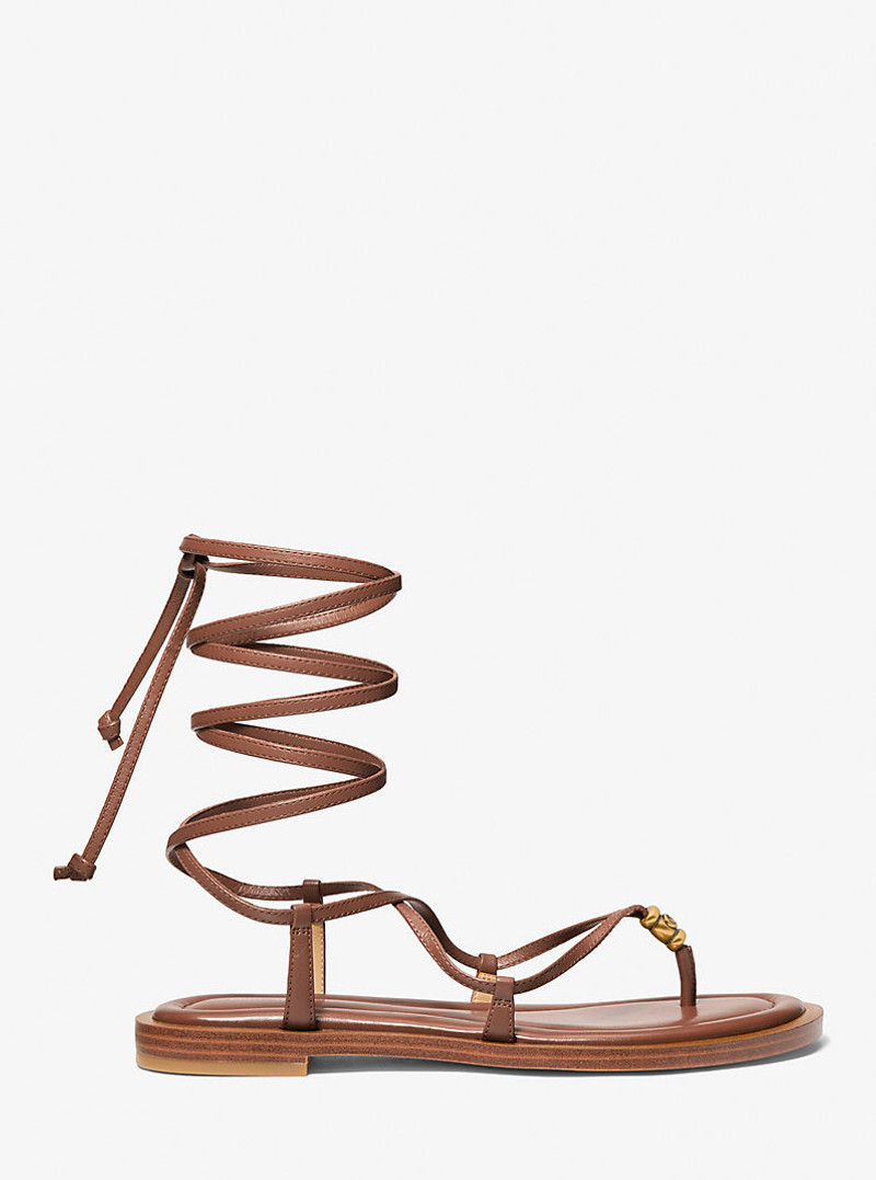 MICHAEL KORS Khloe Embellished Leather Lace-Up Sandal outlook