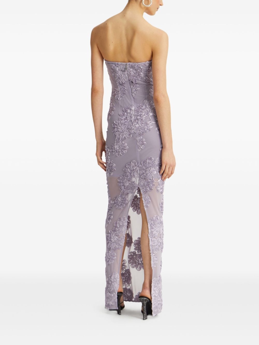 floral-mesh maxi dress - 3